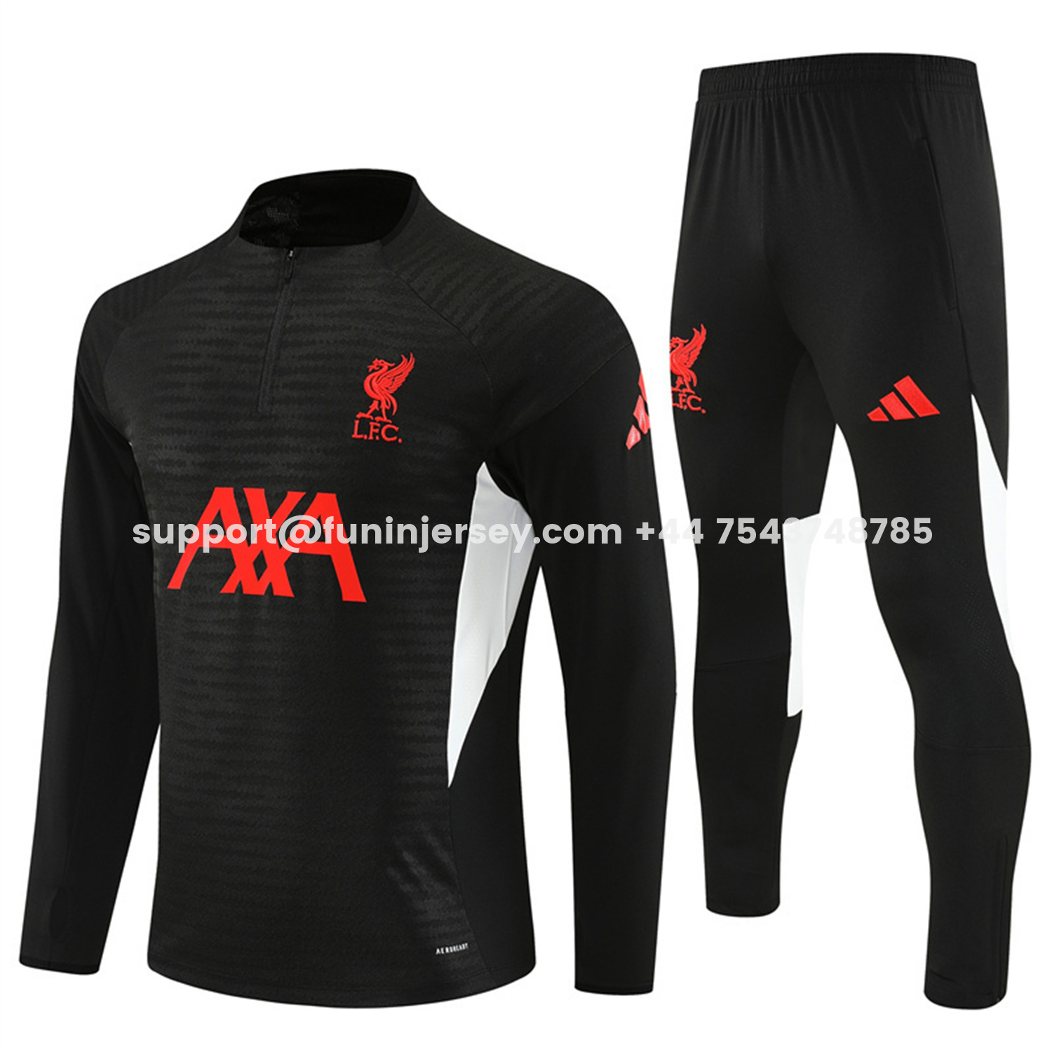 Funinjersey-Liver.pool 25-26 Long Sleeve Training Set - Player Version - Black Top & Black Pants