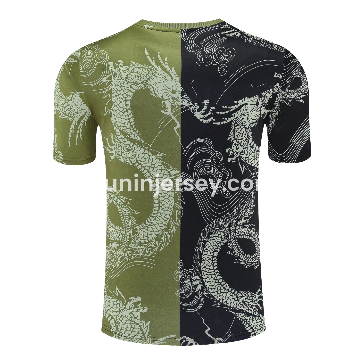 Funinjersey-Real Madrid 25-26 Short-Sleeve Training Set - Green-Black Dragon Top & Black-White Shorts
