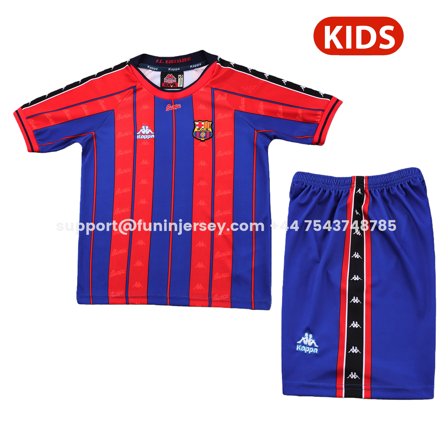 Funinjersey-Retro Barcelona 1997-98 Home Kids Kit