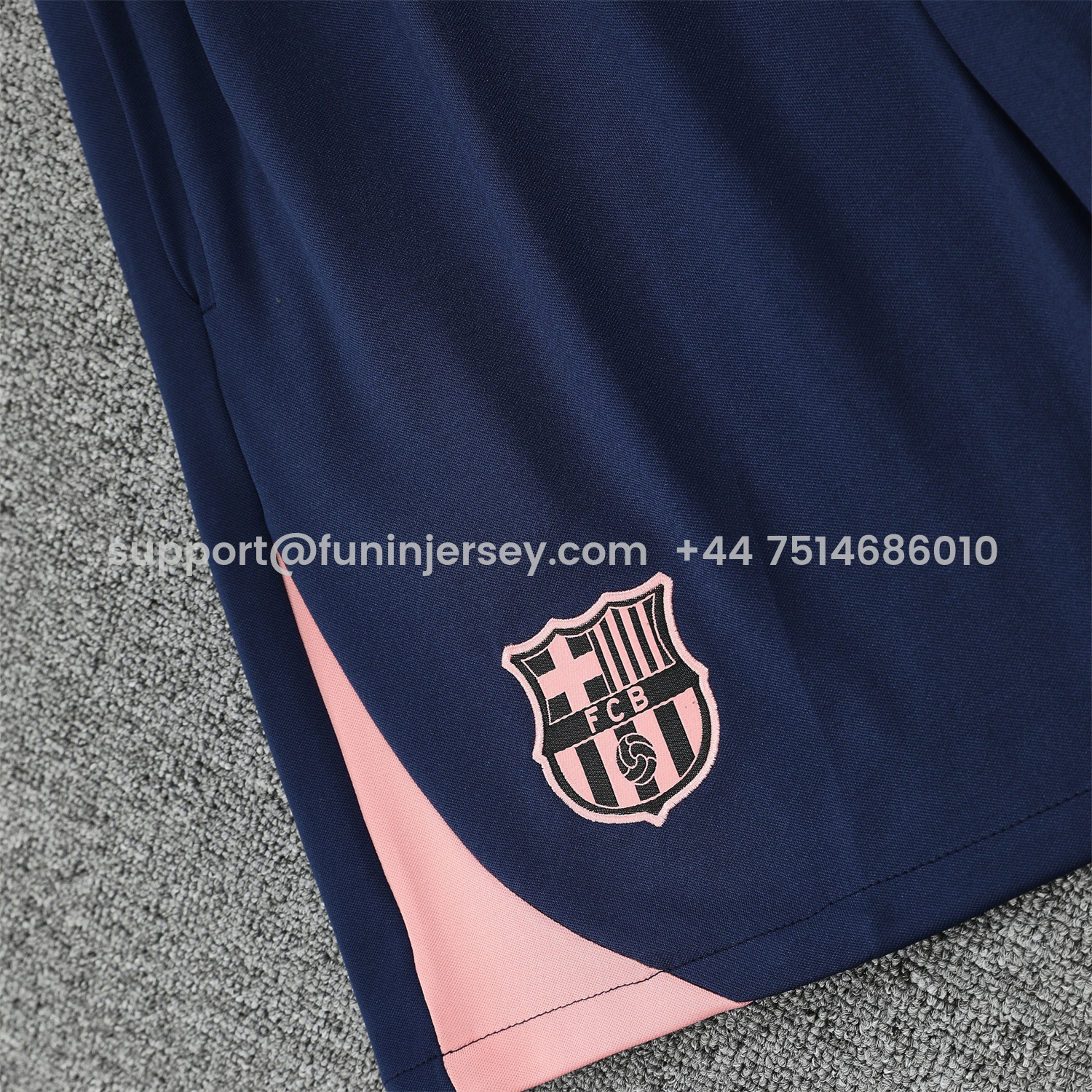 Funinjersey-Barcelona 25-26 Short-Sleeve Training Set - Cream Top & Deep Blue Shorts