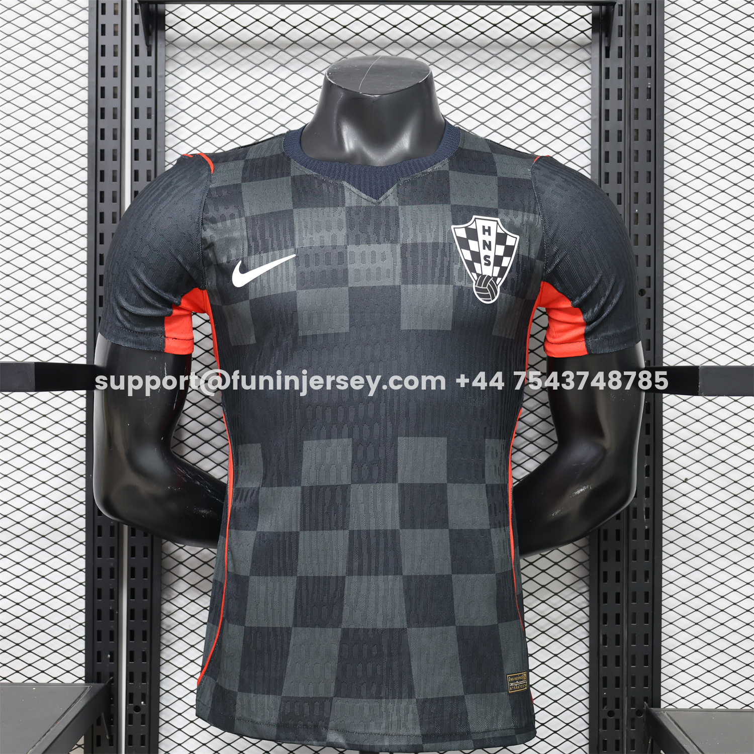 Funinjersey-Croatia 2026 Dark Gray Checkered Pattern Checkerboard Special Edition Jersey - Player Version