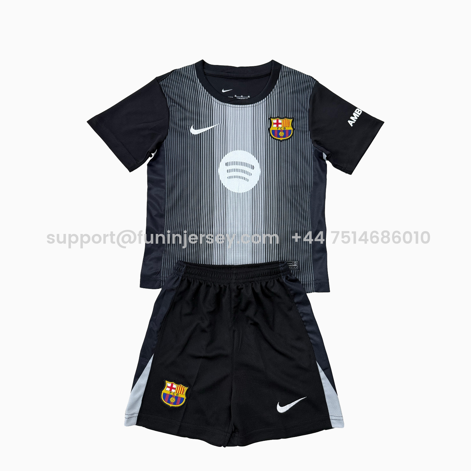 Funinjersey-Barcelona 25-26 Black Goalkeeper Men's Adult Jersey Set - Fans Version