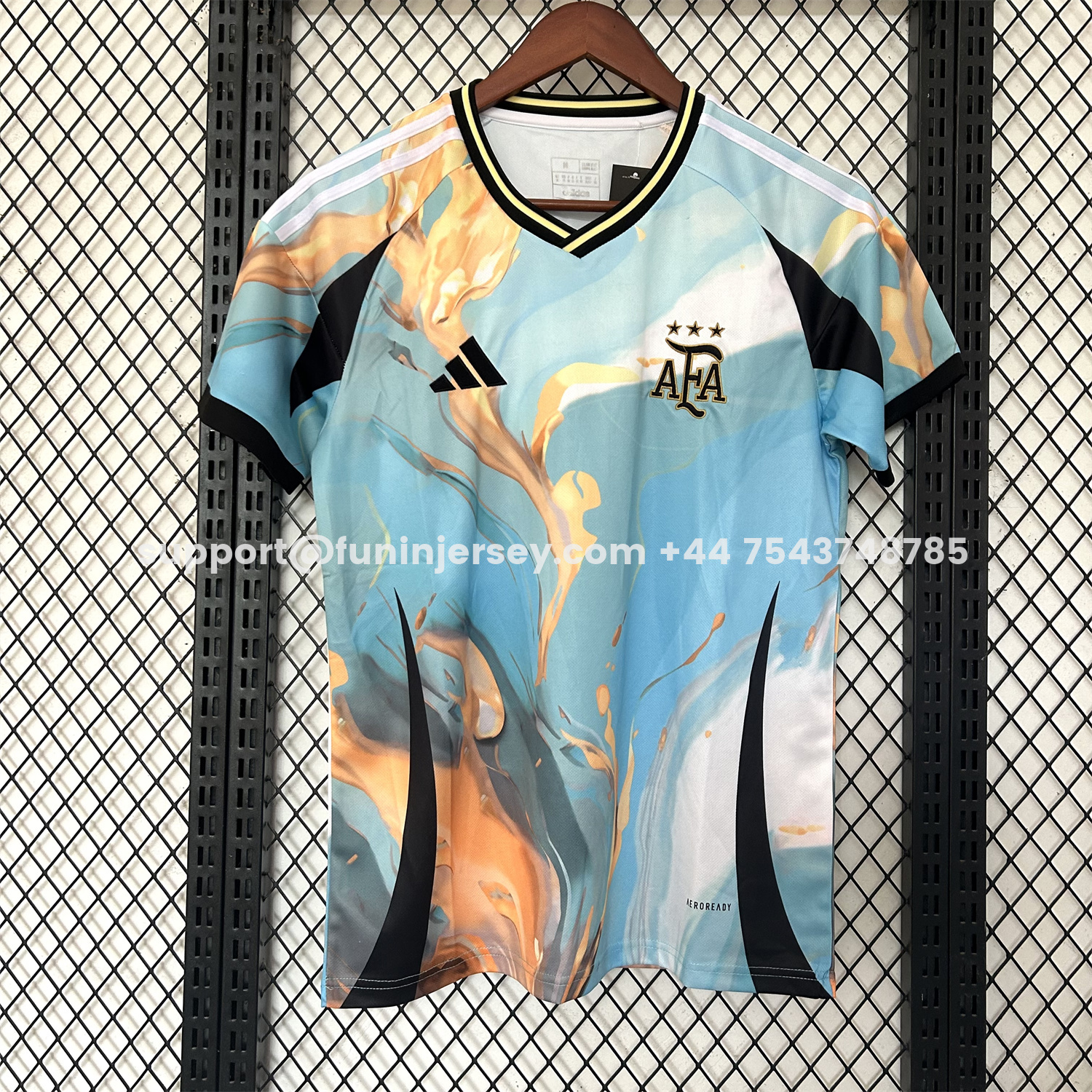 Funinjersey-Argentina 25-26 Blue and Gold Marble Pattern Special Jersey - Fans Version