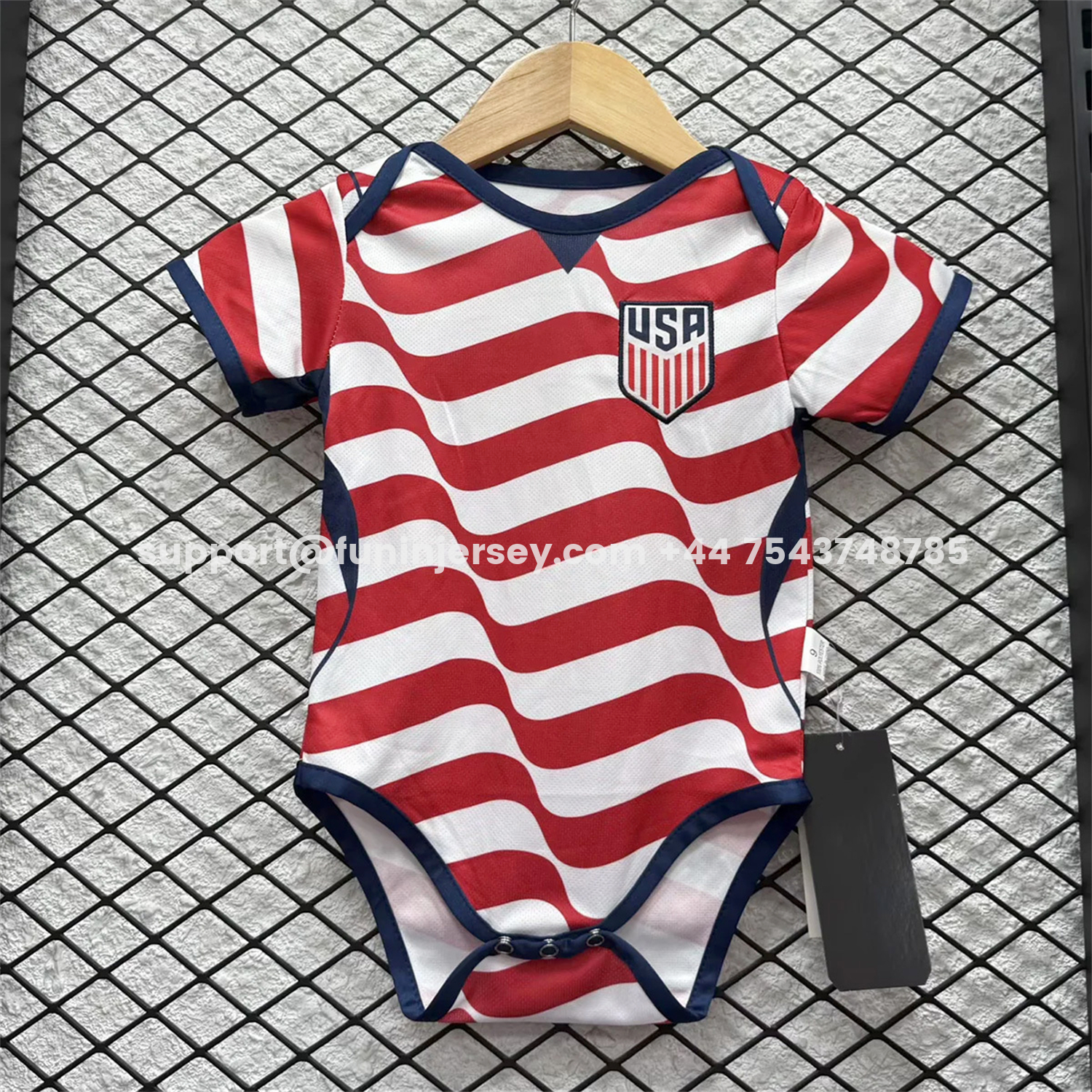 Funinjersey-【Stripes on Both Sides】United States USA 2026 Home Baby Crawling Suit