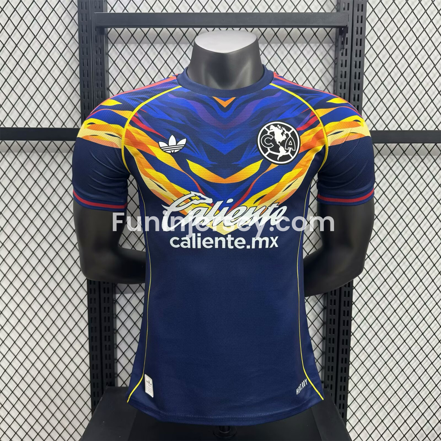 Funinjersey-Club América 25-26 V-Shaped Camouflage Pattern Deep Blue Jersey - Player Version