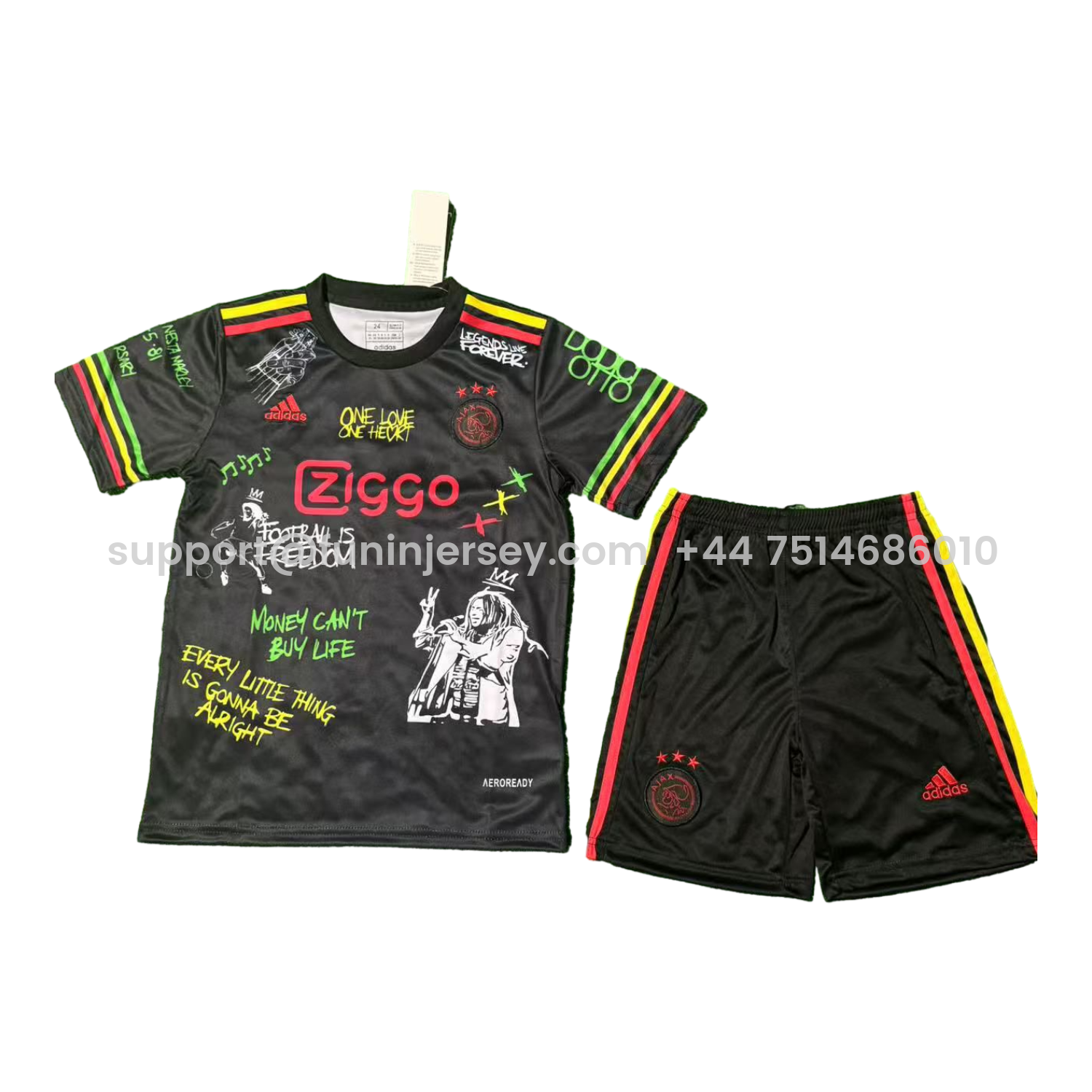 Funinjersey-Ajax x B-O-B Marly 25-26 Black Special Kids Kit