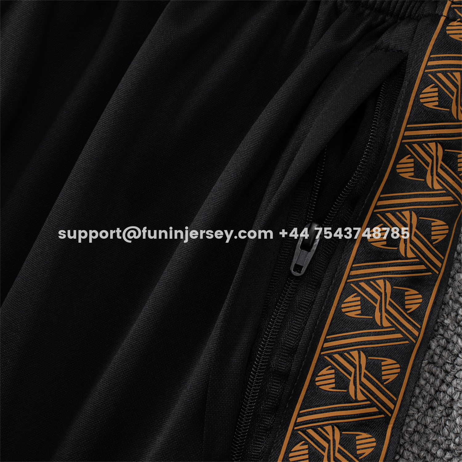 Funinjersey-Portugal 2026 Long Sleeve Training Set - Gold Lines Black Top & Pants