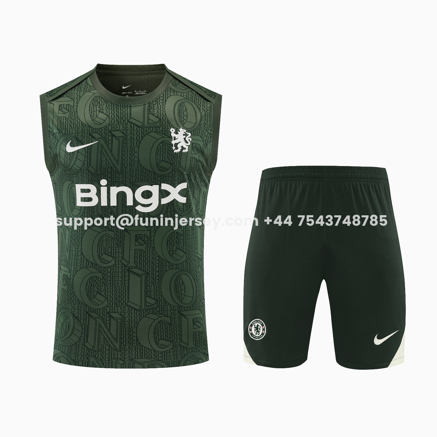 Funinjersey-C.H.E.L.S.E.A 25-26 Vest Training Set - Dark Green Top & Dark Green Pants