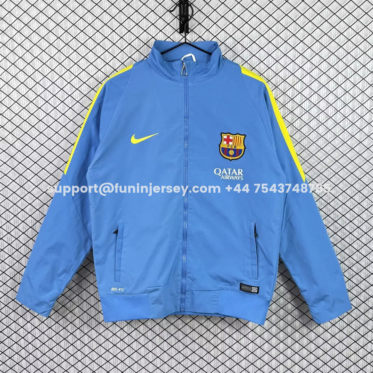 Funinjersey-Retro Barcelona 2015-16 Windbreaker Jacket - Blue