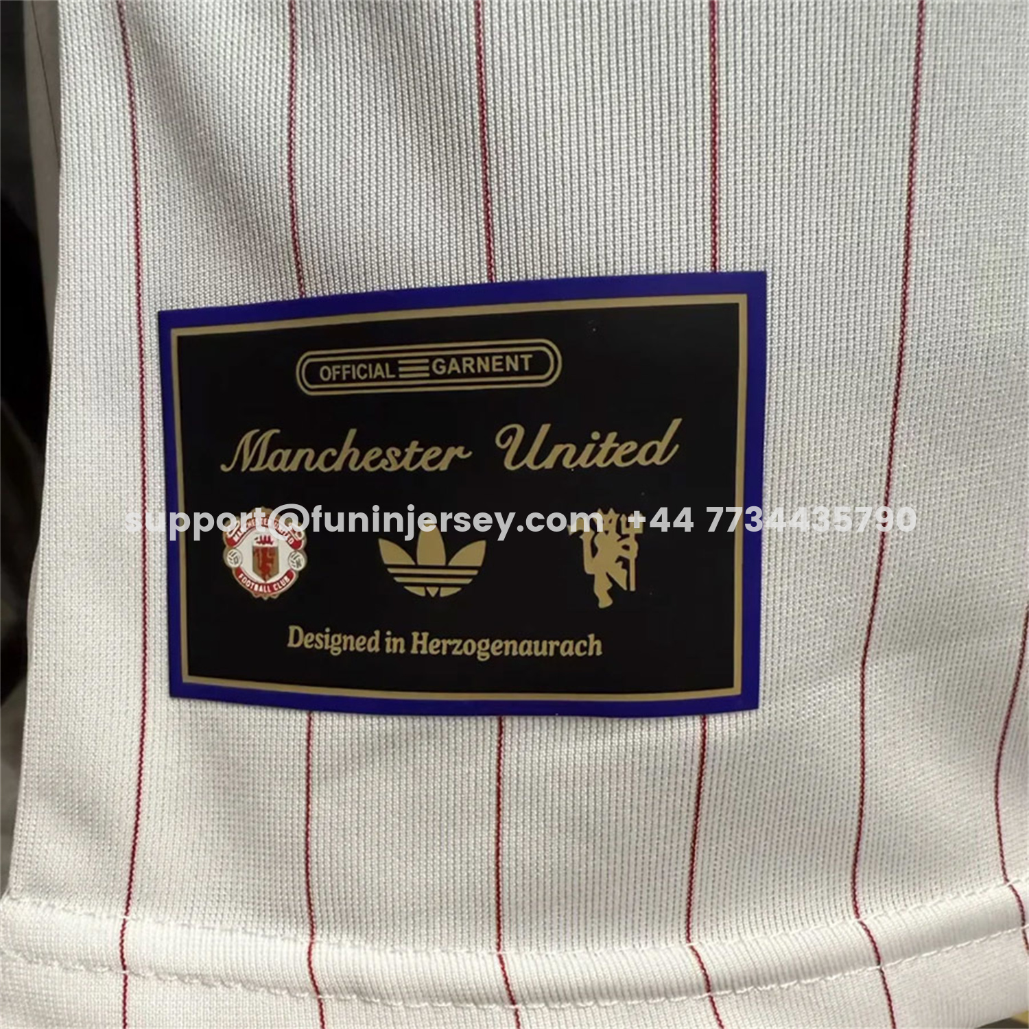 Funinjersey-Manchester United 25-26 Trefoil Red Lines White Travel Jersey - Player Version