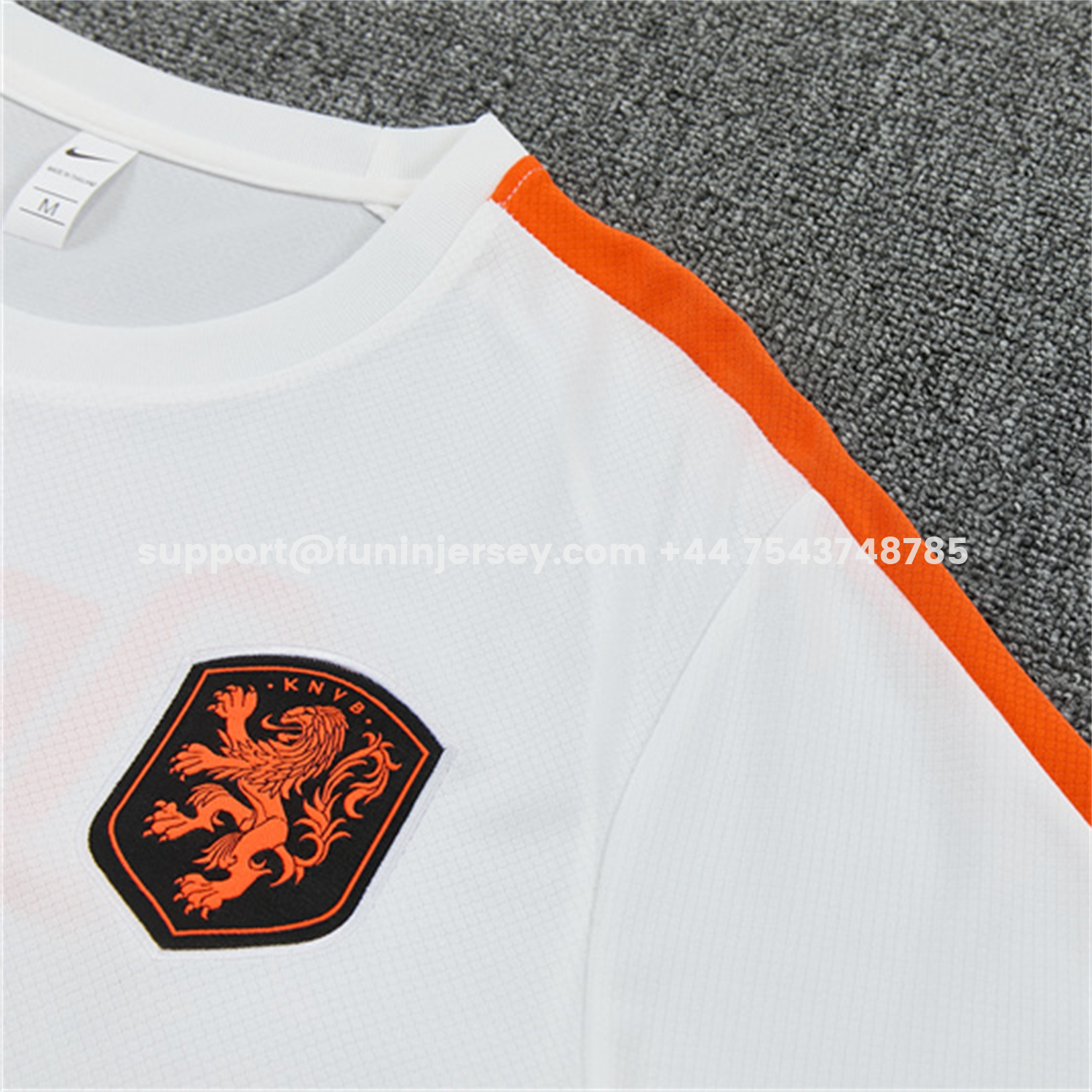 Funinjersey-Netherlands 2026 Short-Sleeve Training Set - White With Orange Top & Black With Orange Pants