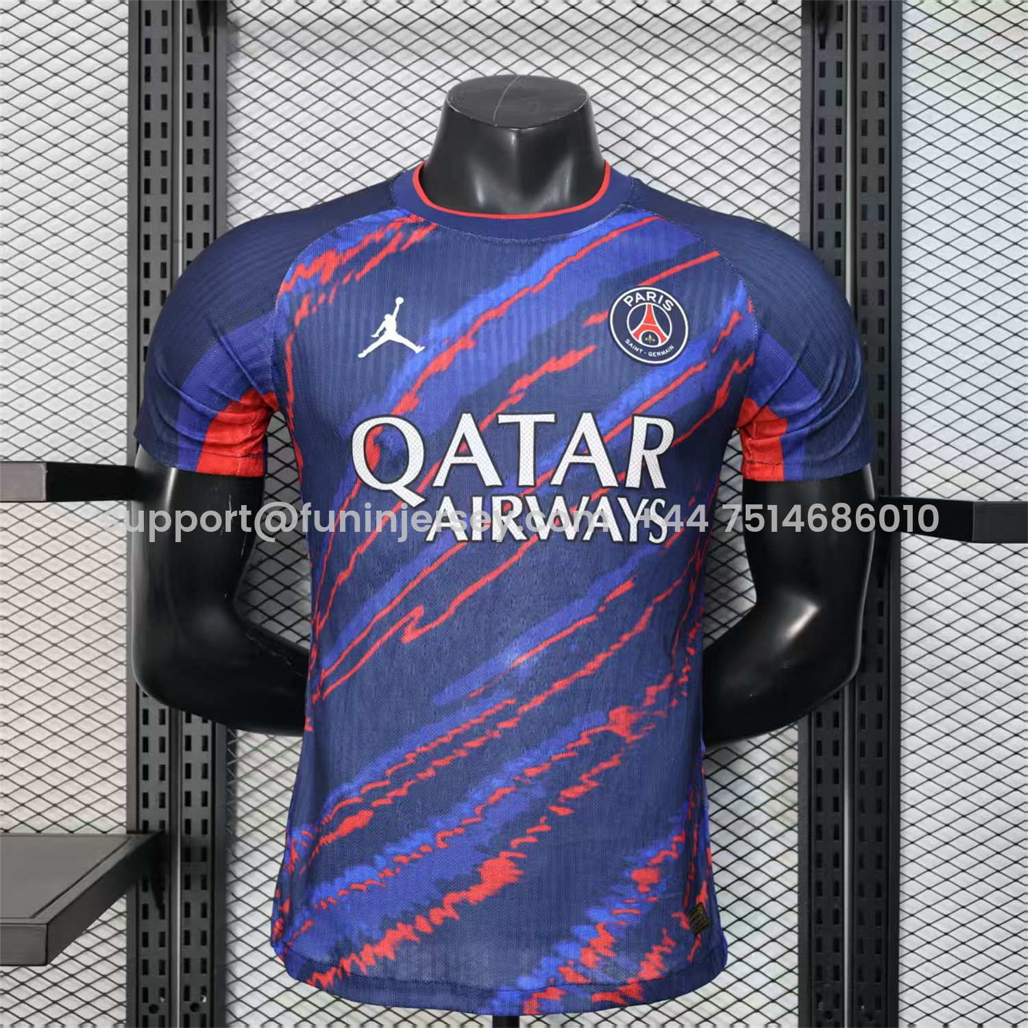 Funinjersey-Paris Saint-Germain PSG X JD 25-26 Red Line Blue Special Edition Jersey - Player Version
