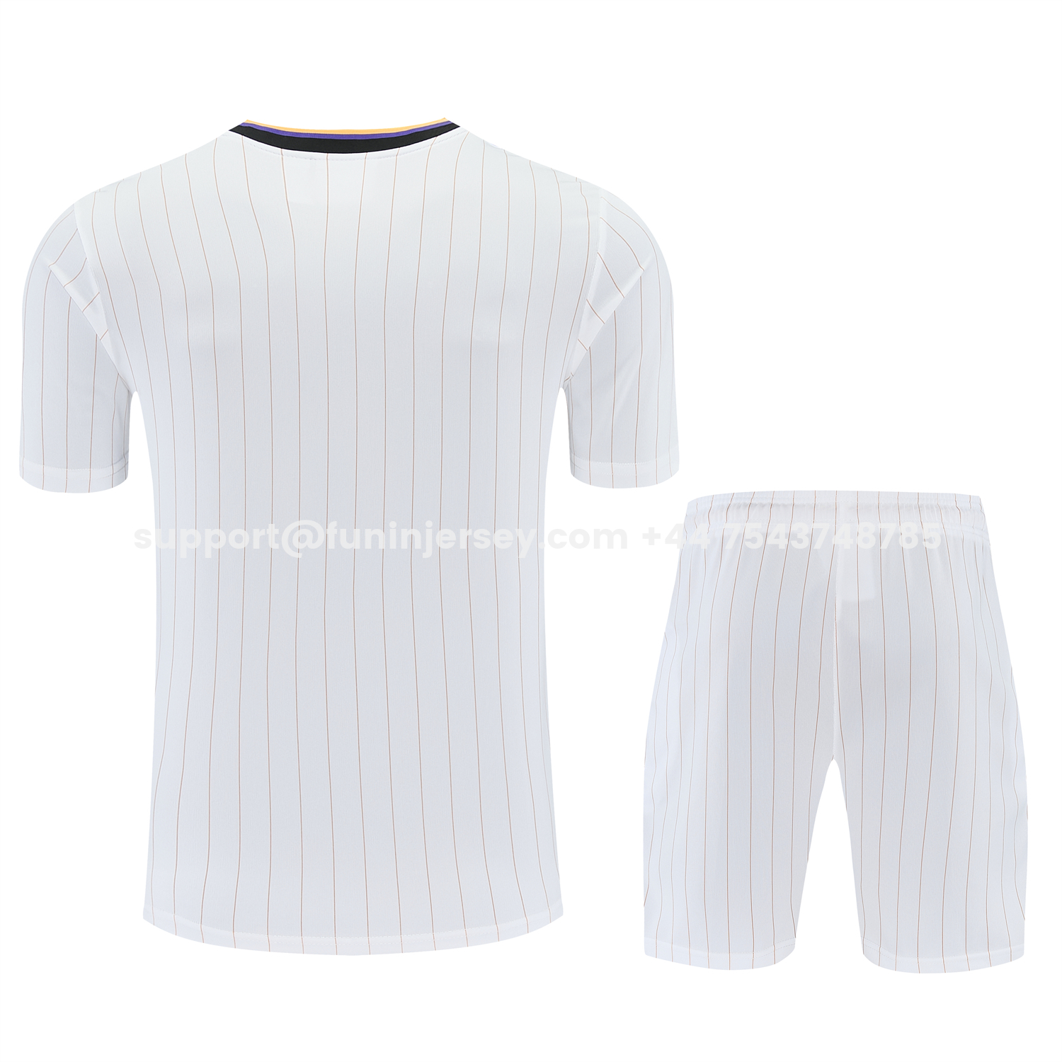 Funinjersey-Manchester United 25-26 Retro Style Short-Sleeve Training Set - White With Thin Black Stripes Top & Pants