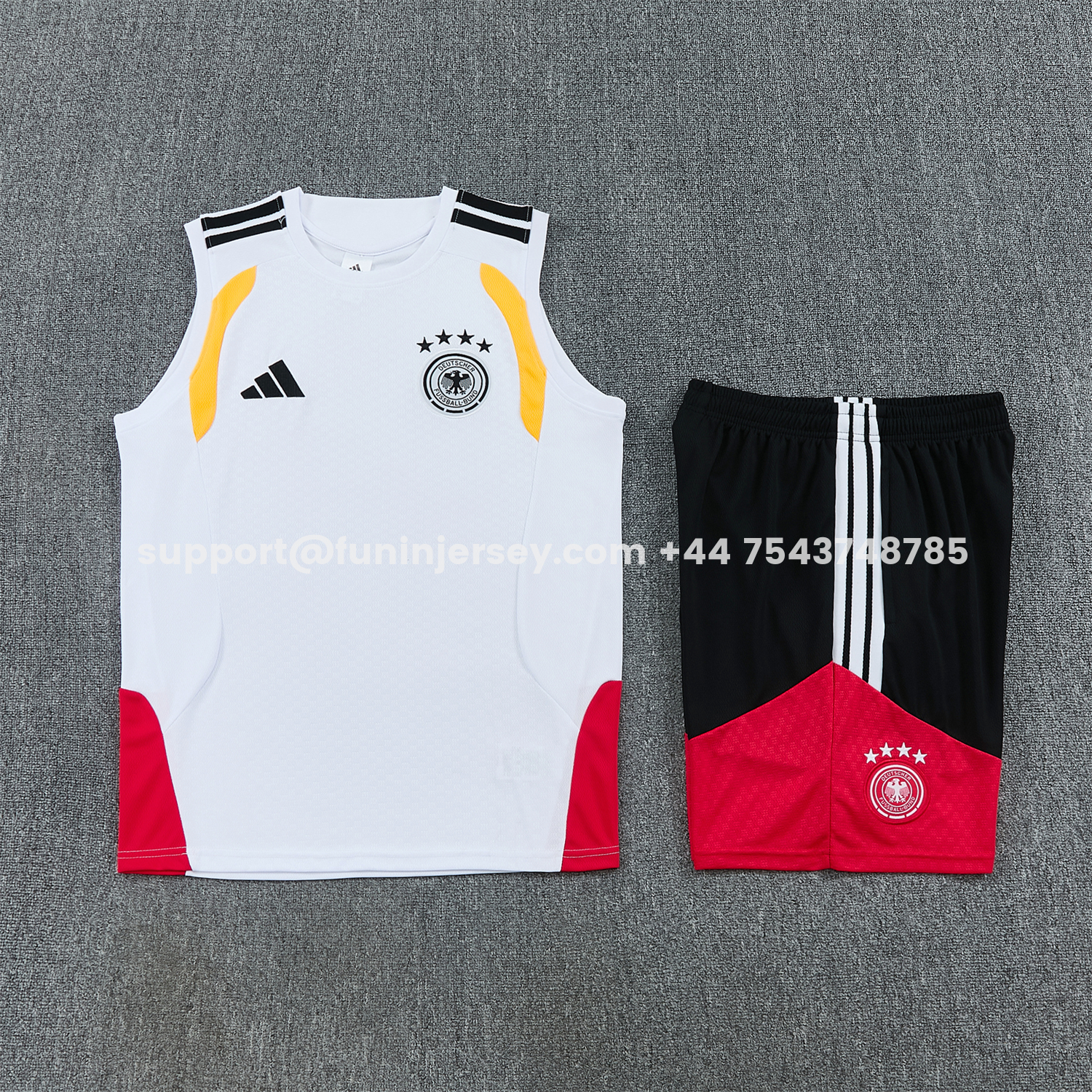 Funinjersey-Germany 2026 Vest Training Set - White Vest and Black Shorts