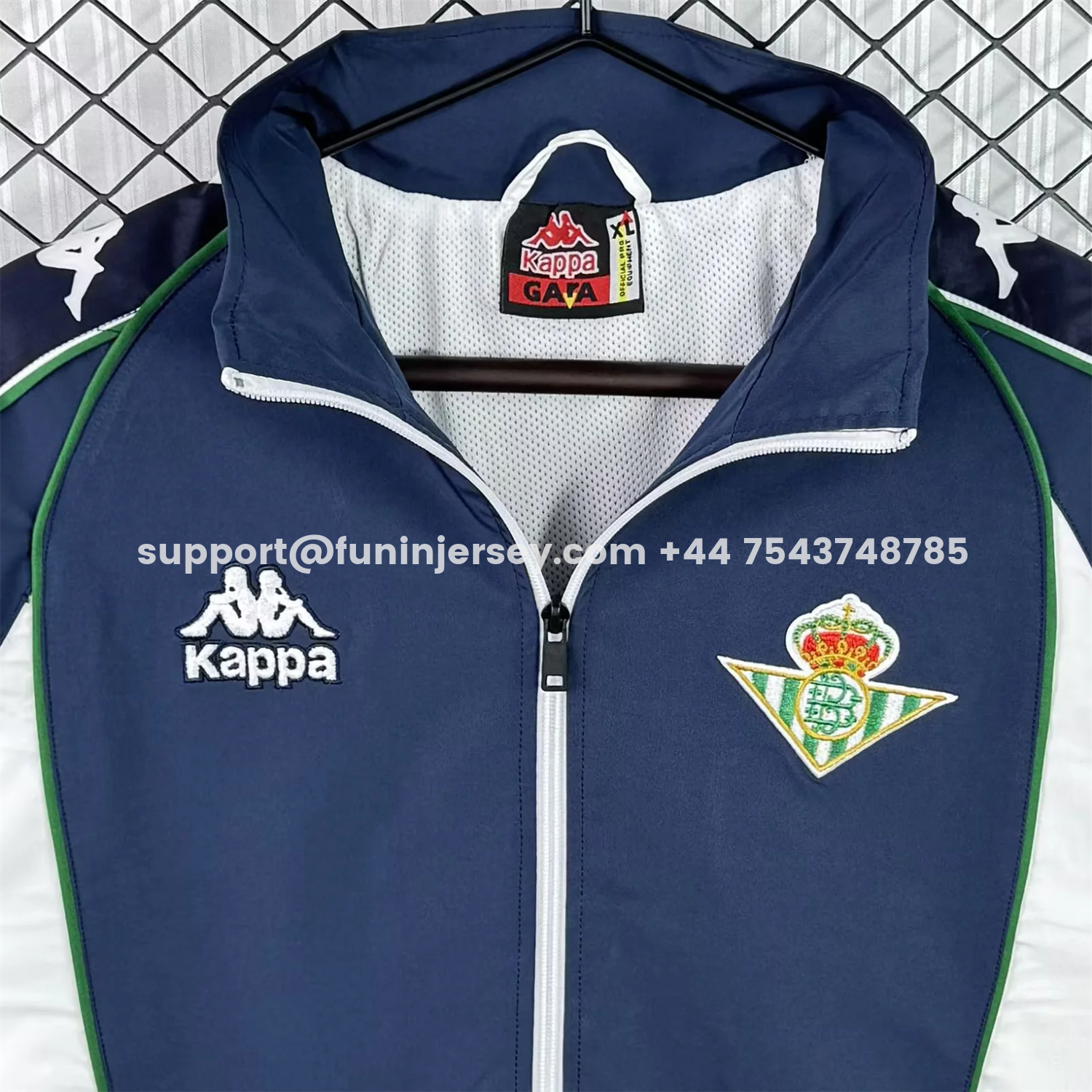 Funinjersey-Retro Real Betis 1997-98 Deep Blue And White Windbreaker