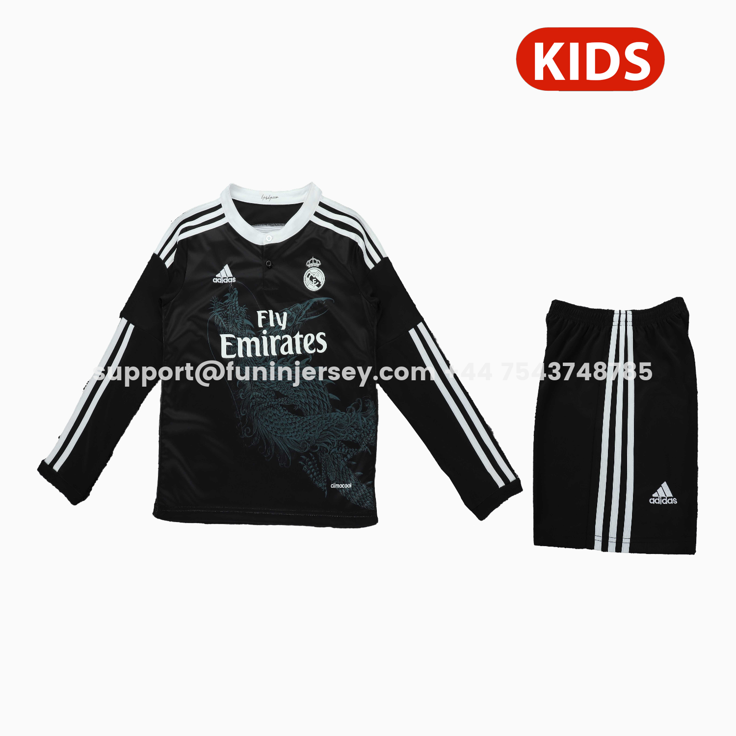 Funinjersey-Retro Real Madrid 2014-15 Third Long Sleeves Kids Kit