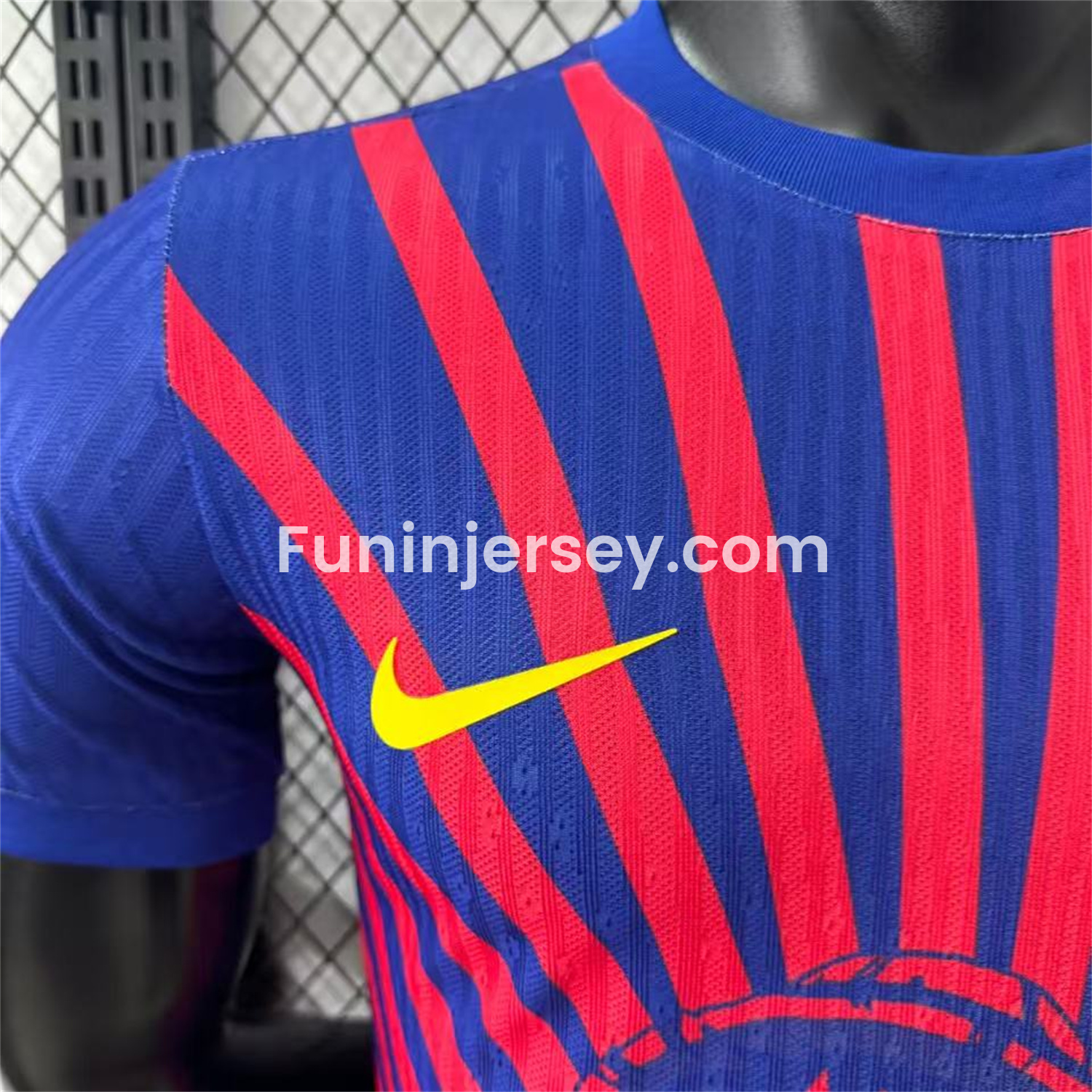 Funinjersey-Barcelona 25-26 One Piece Red Silhouette Special Blue Jersey - Player Version