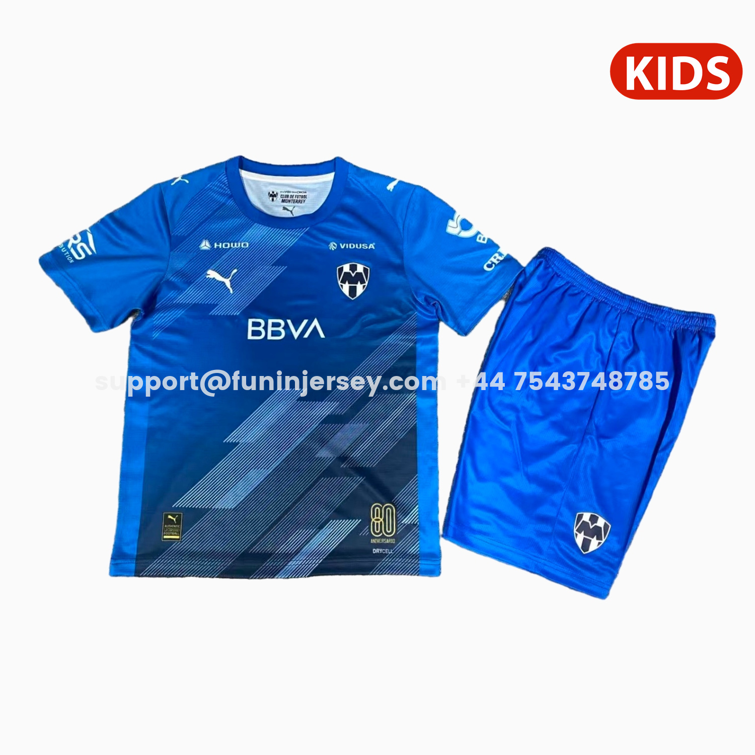 Funinjersey-Rayados Monterrey 25-26 Third Blue Kids Kit