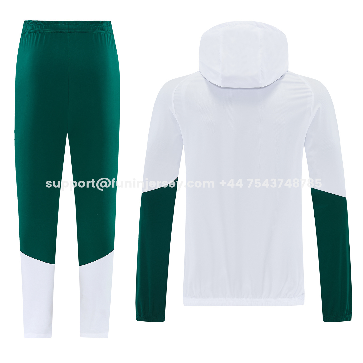Funinjersey-Italy 2026 Hooded Windbreaker Training Set - White Top & Green Pants