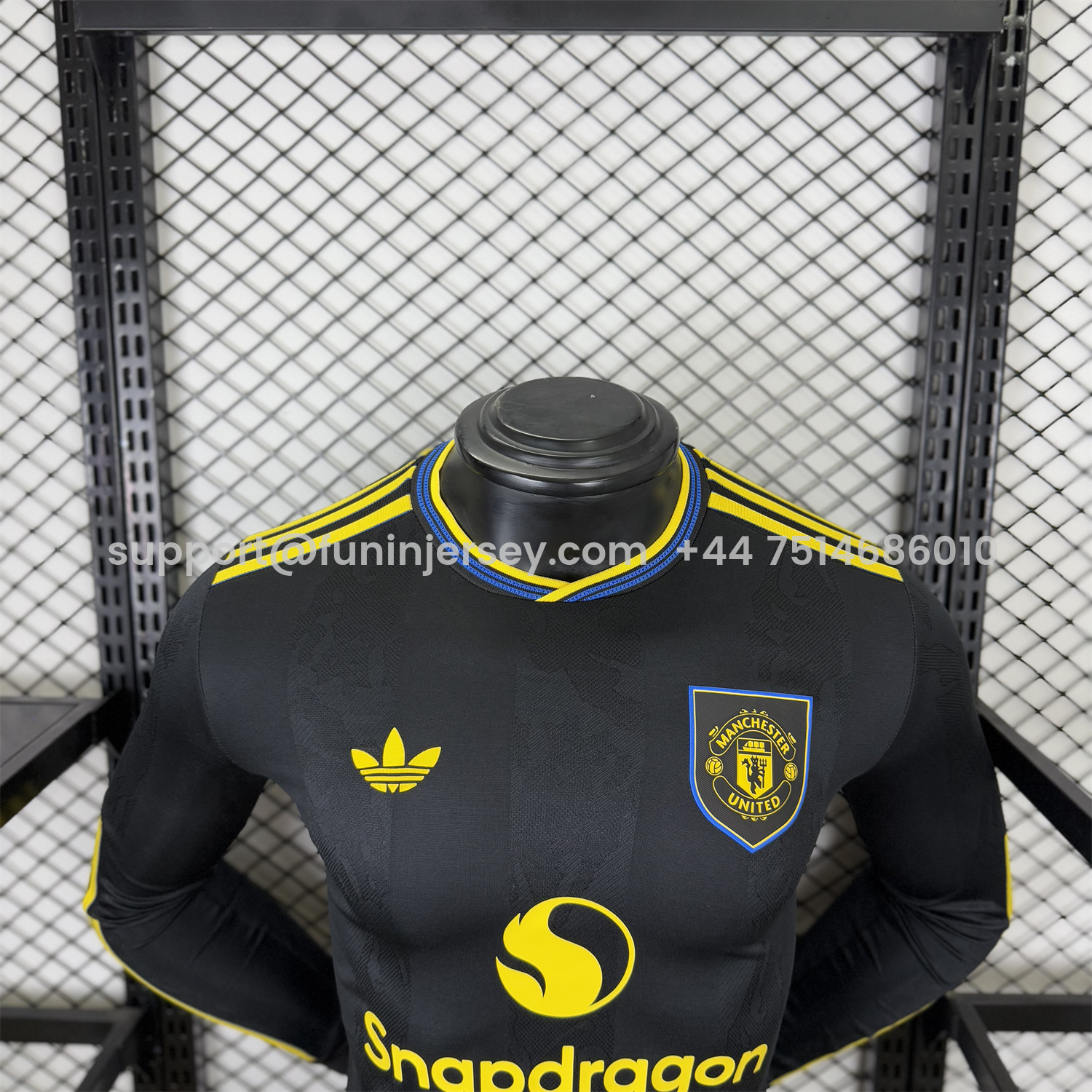 Funinjersey-Manchester United 25-26 Third Black Long Sleeves Jersey - Player Version