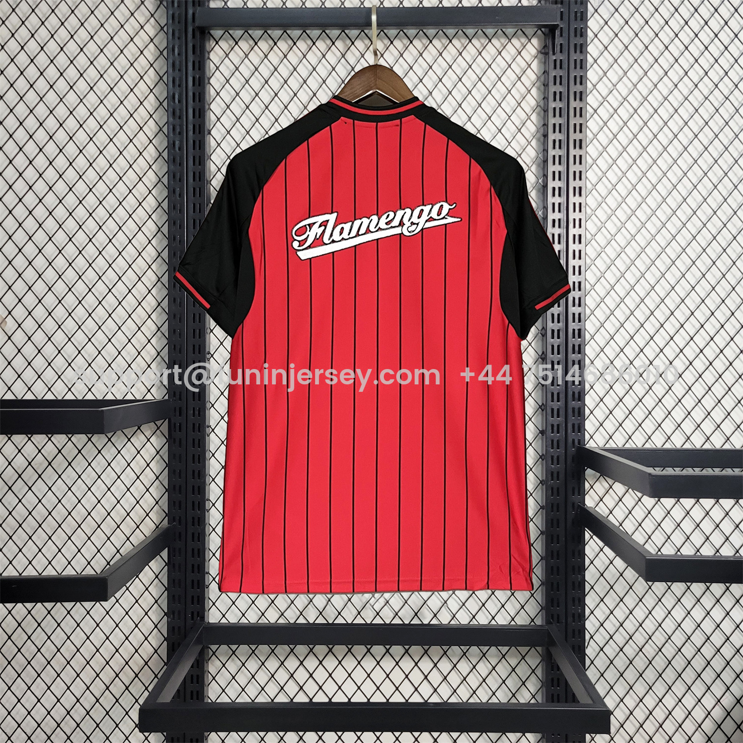 Funinjersey-Flamengo 25-26 Red Baseball Jersey with Black Stripes