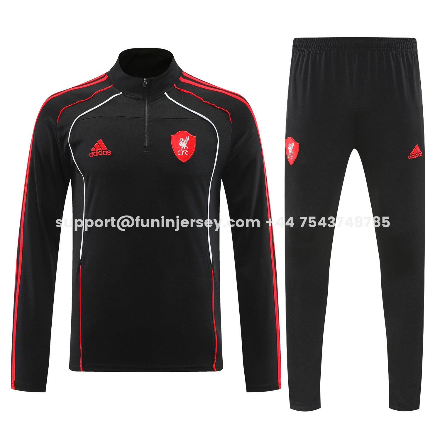 Funinjersey-Liver.pool 25-26 Long Sleeve Training Set - Black Top & Pants