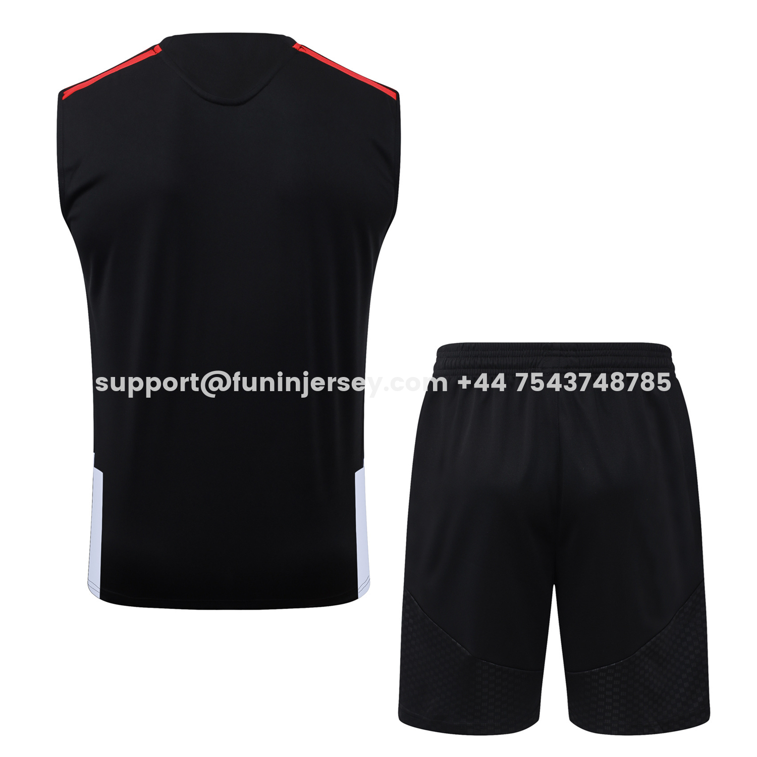 Funinjersey-Arsenal 26-27 Vest Training Set - Red Edge Black Vest & Shorts