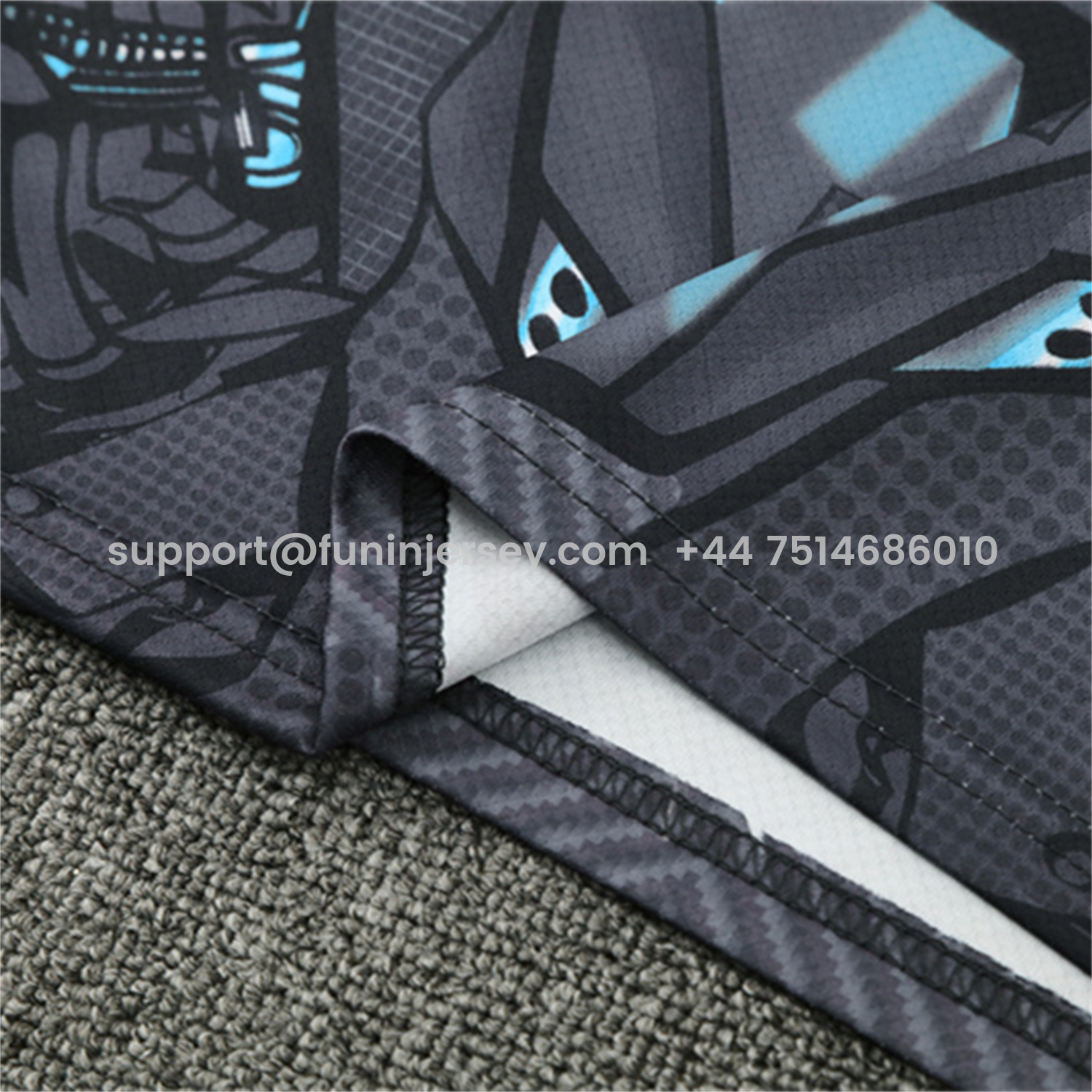 Funinjersey-Napoli 25-26 Kids Short-Sleeve Training Set - Gray Mecha Top & Black Shorts