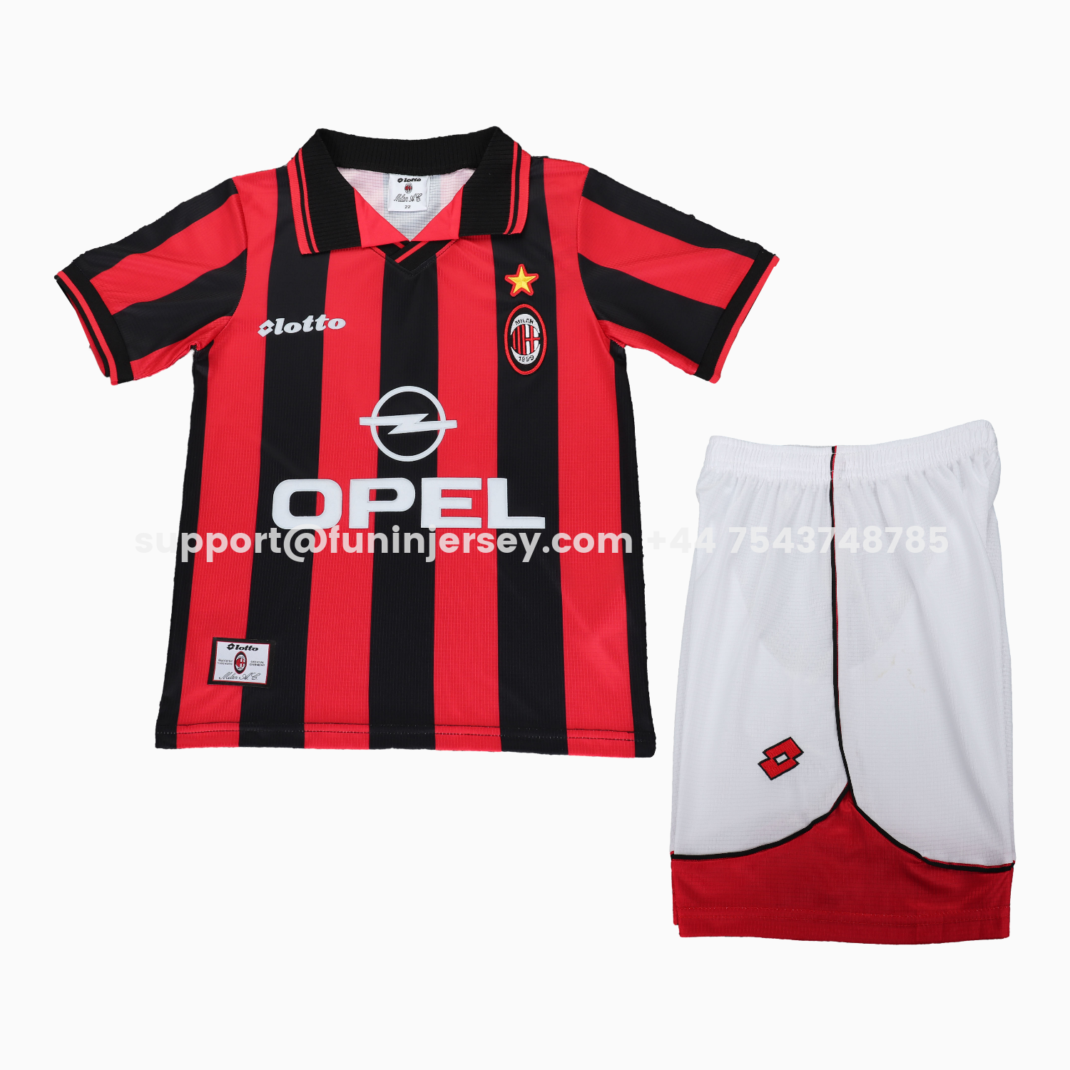 Funinjersey-Retro AC Milan 1997-98 Home Kids Kit