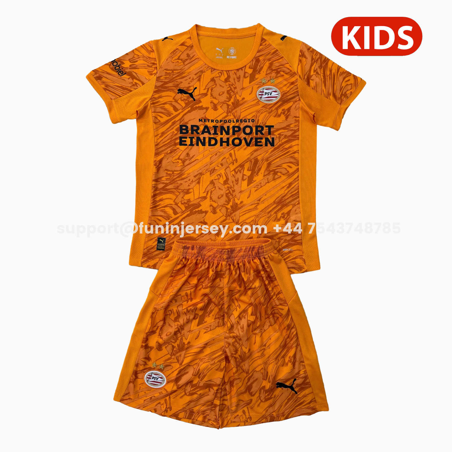 Funinjersey-PSV Eindhoven 25-26 Orange Goalkeeper Kids Kit