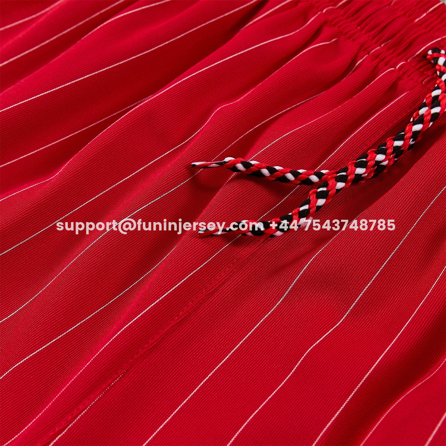 Funinjersey-Manchester United 25-26 Retro Style Short-Sleeve Training Set - Red With White Stripes Top & Pants