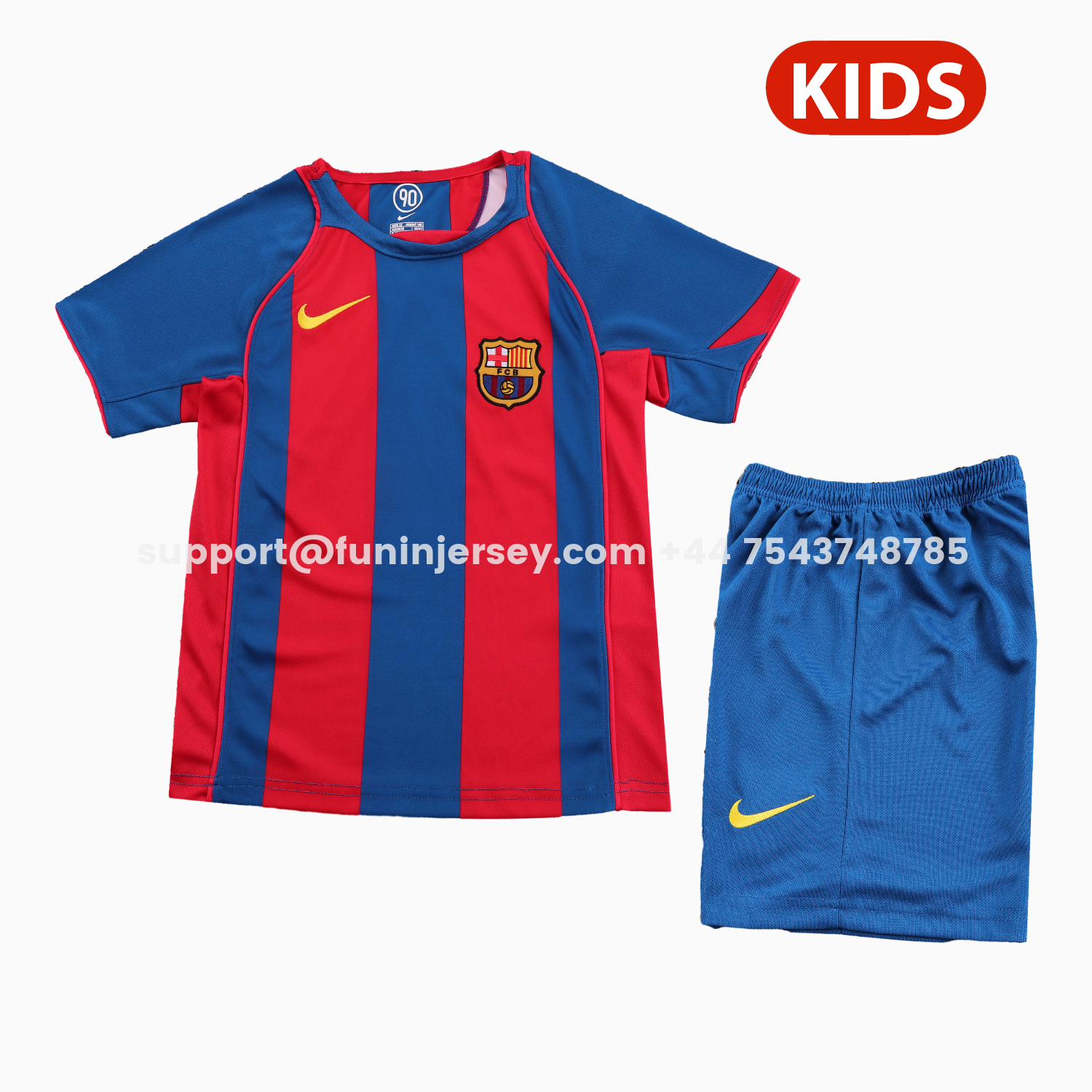 Funinjersey-Retro Barcelona 2004-05 Home Kids Kit