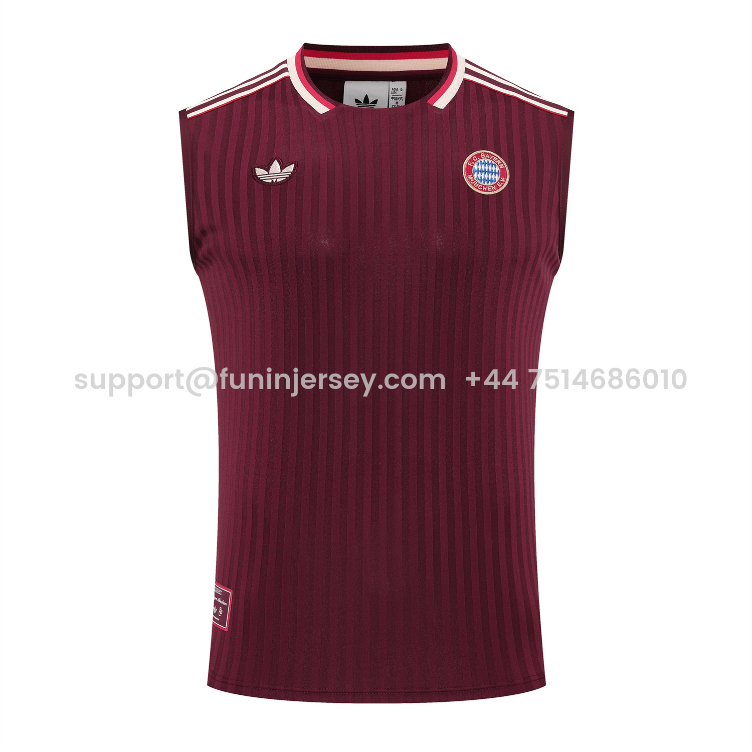 Funinjersey-Bayern Munich 25-26 Vest Training Set - Wine Red Lines Vest & Wine Red Lines Shorts