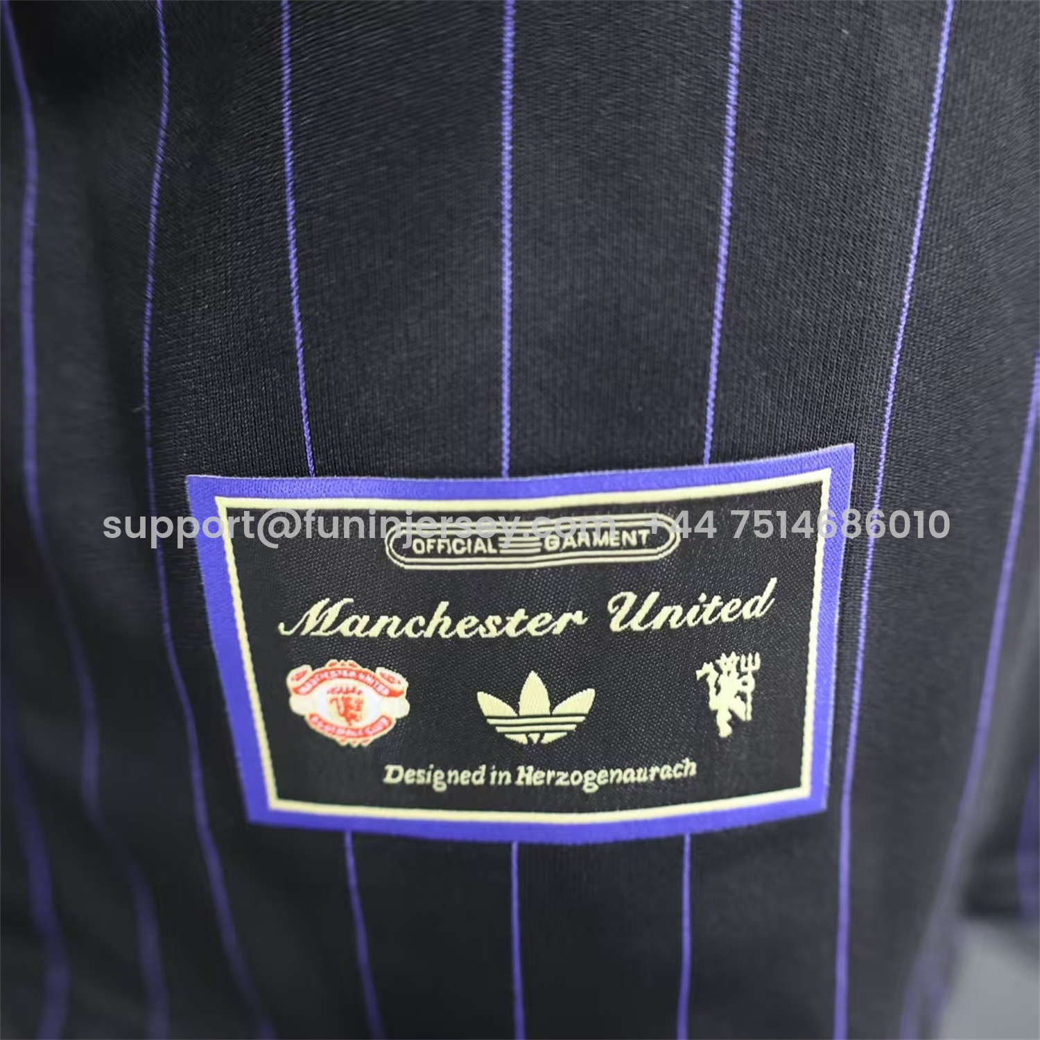 Funinjersey-Manchester United 25-26 Trefoil Purple Lines Black Travel Jersey - Player Version