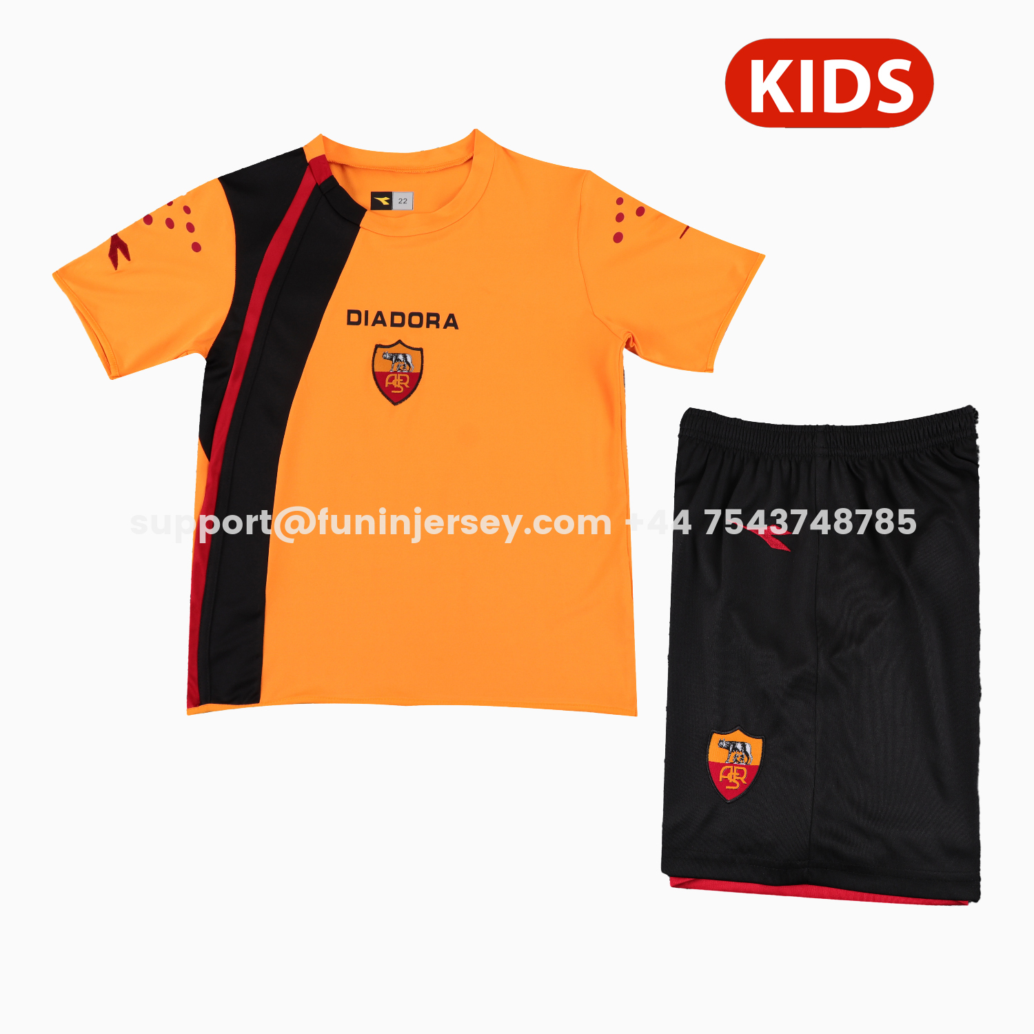 Funinjersey-Retro Roma 2005-06 Home Kids Kit