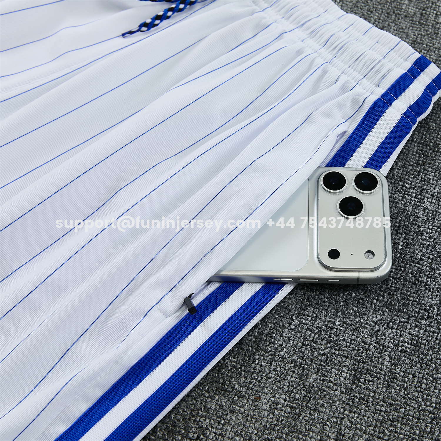 Funinjersey-C.H.E.L.S.E.A 25-26 Retro Style Vest Training Set - Blue Top & White With Blue Stripes Pants