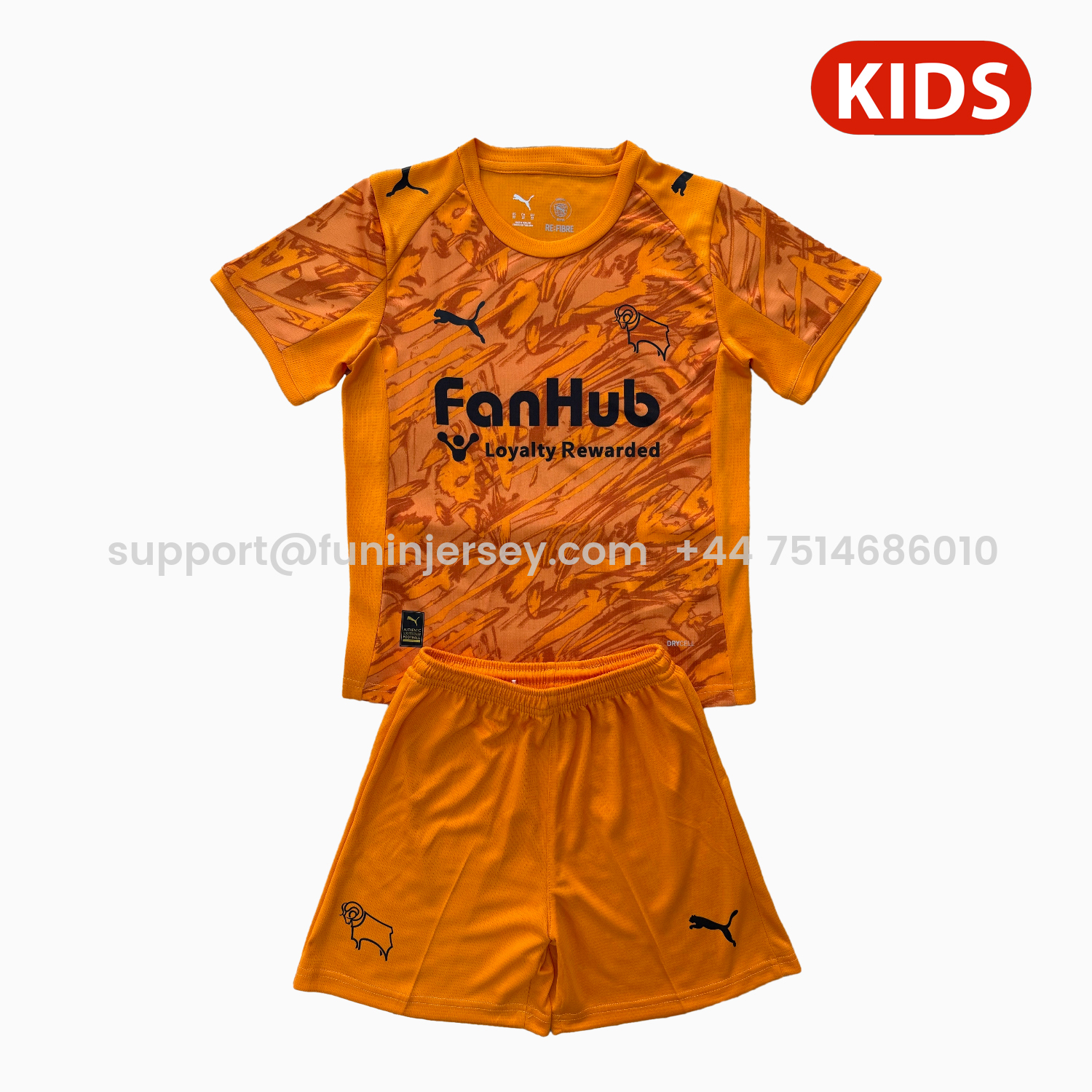 Funinjersey-Derby County 25-26 Orange Goalkeeper Kids Kit