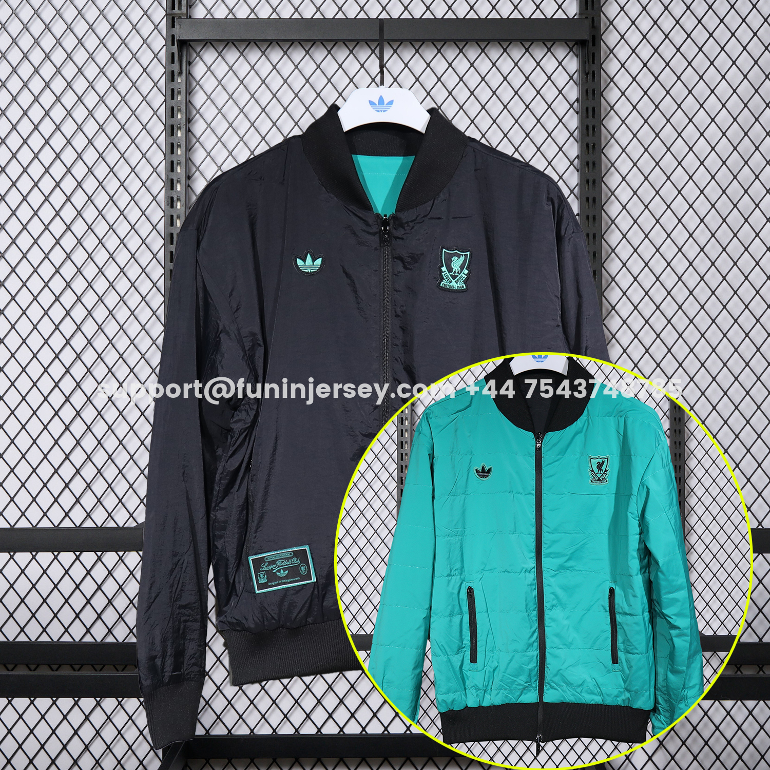 Funinjersey-Liver.pool 25-26 Double Sided Reversible Windbreaker - Black & Green