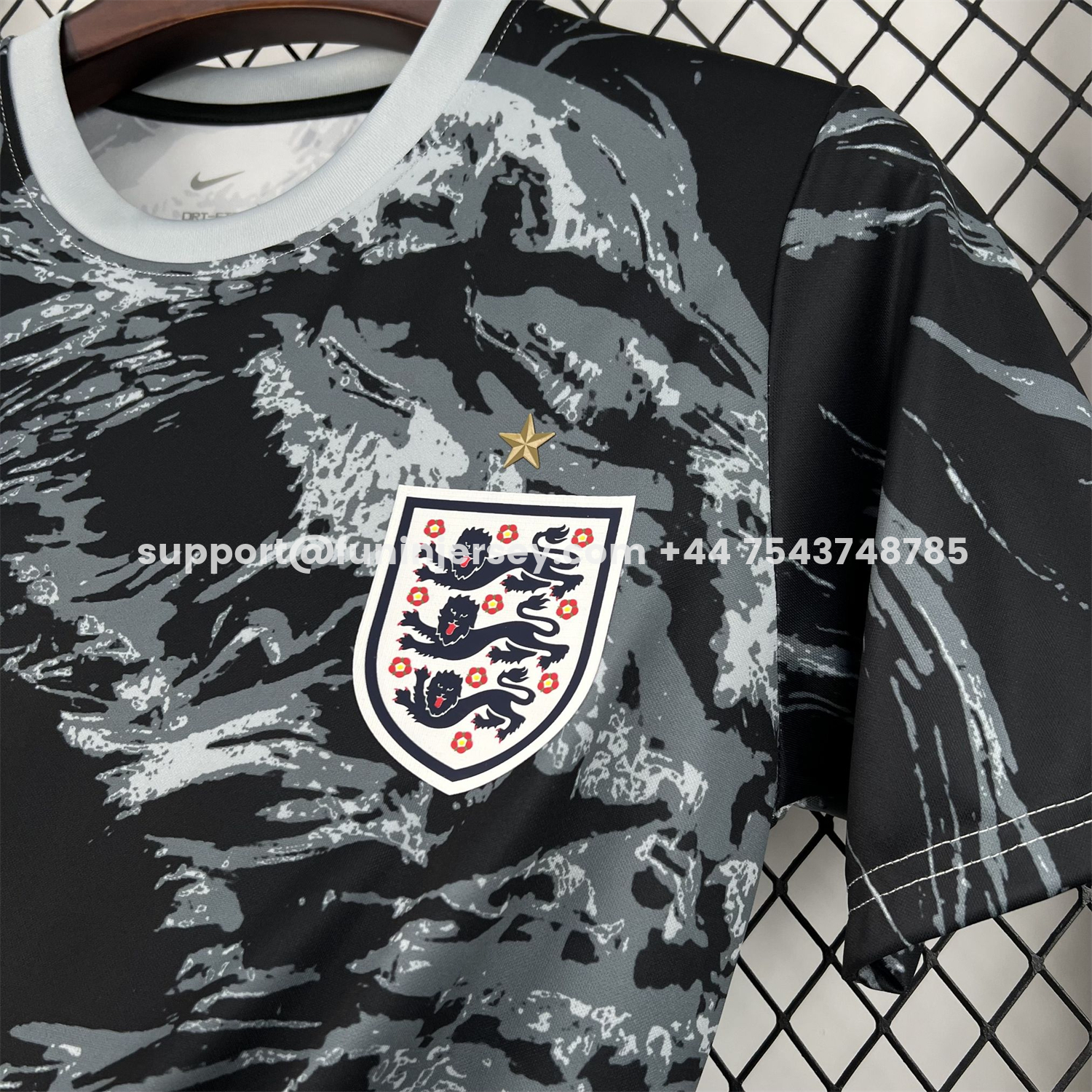 Funinjersey-England 2026 Black With Gray And White Abstract Swirls Special Edition Jersey - Fans Version