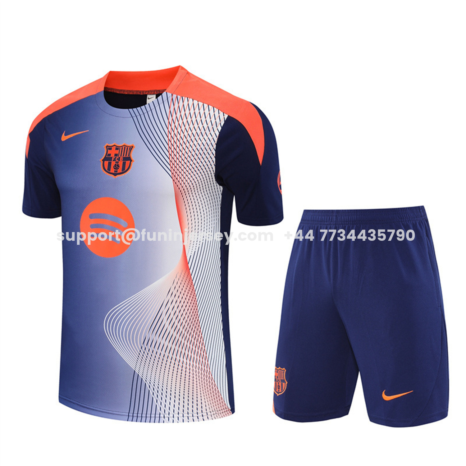 Funinjersey-Barcelona 25-26 Short-Sleeve Training Set - Red Blue Line Top & Blue Shorts
