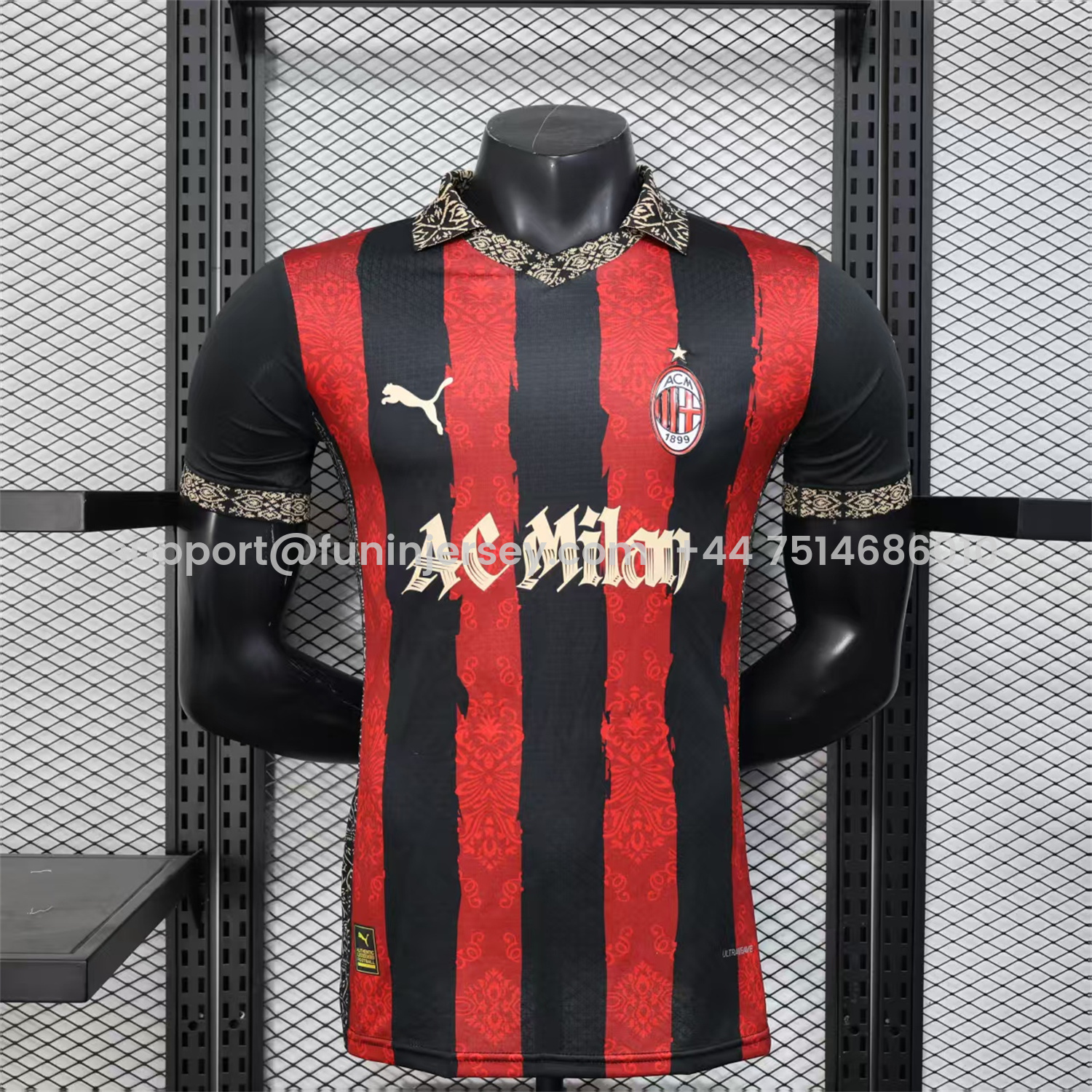 Funinjersey-AC Milan 25-26 Team Name Advertisement Red & Black POLO Special Jersey - Player Version