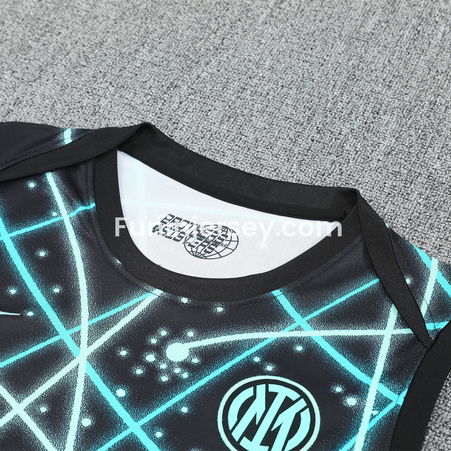 Funinjersey-Inter Milan 25-26 Vest Training Set - Blue Fluorescent Rays Black Vest & Black Shorts