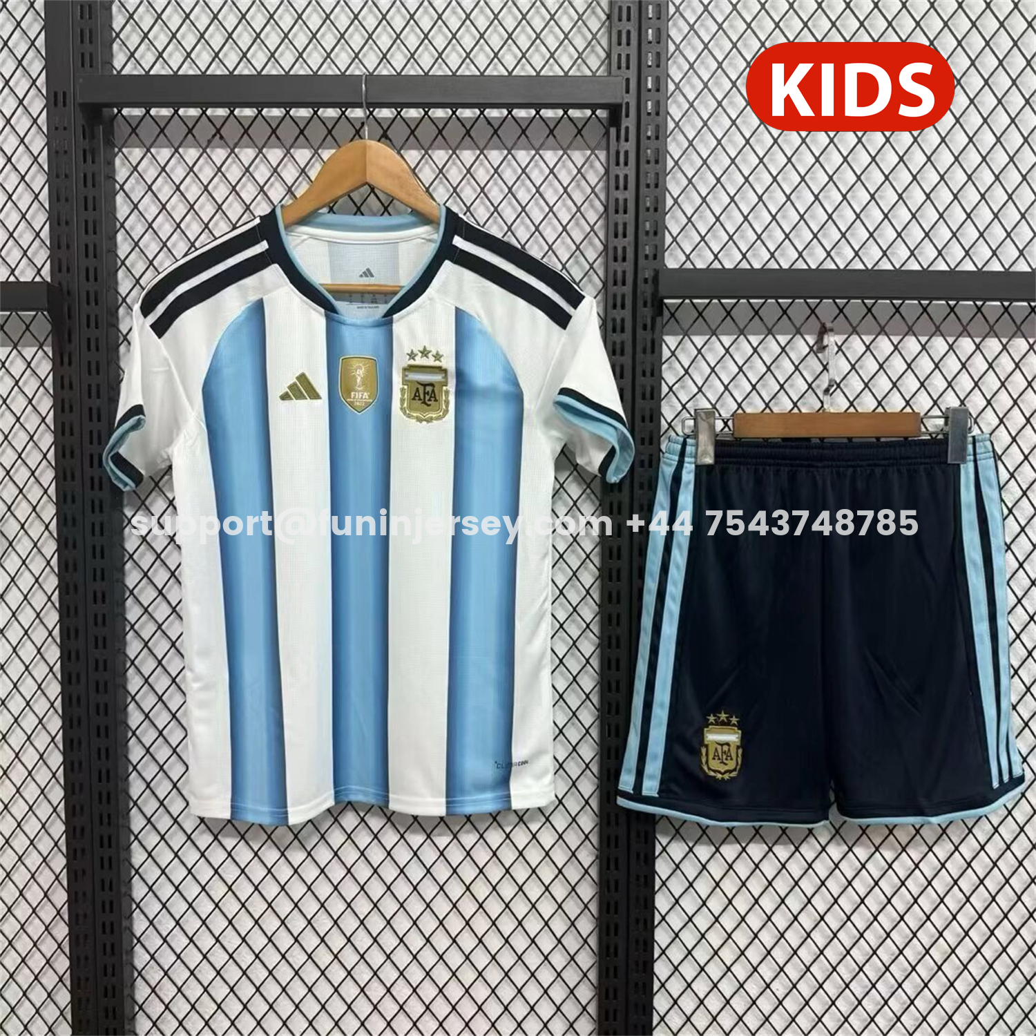 Funinjersey-Argentina 2026 Home Kids Kit - With Chest Patch