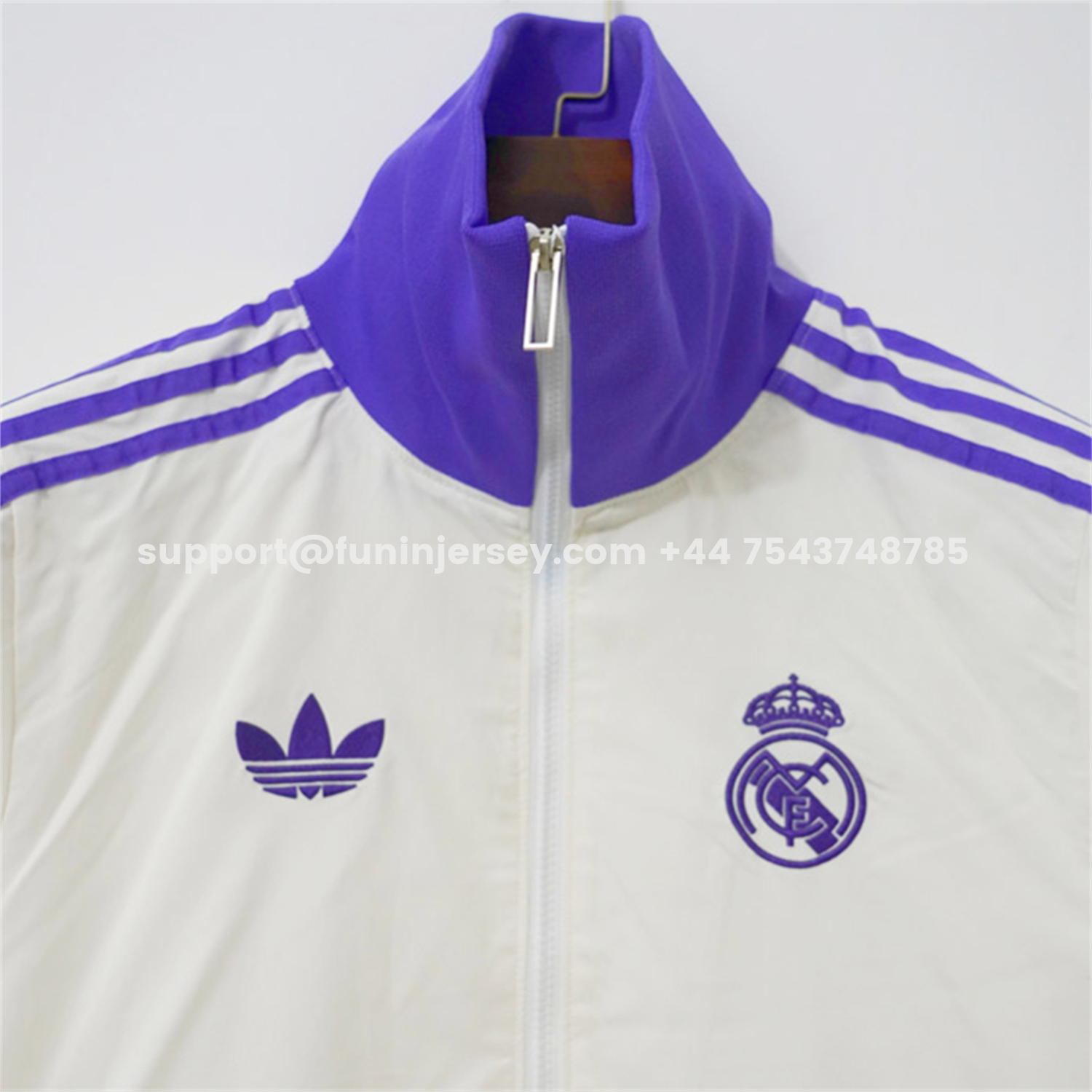 Funinjersey-Retro Real Madrid 2024-25 Windbreaker Jacket - Purple And White