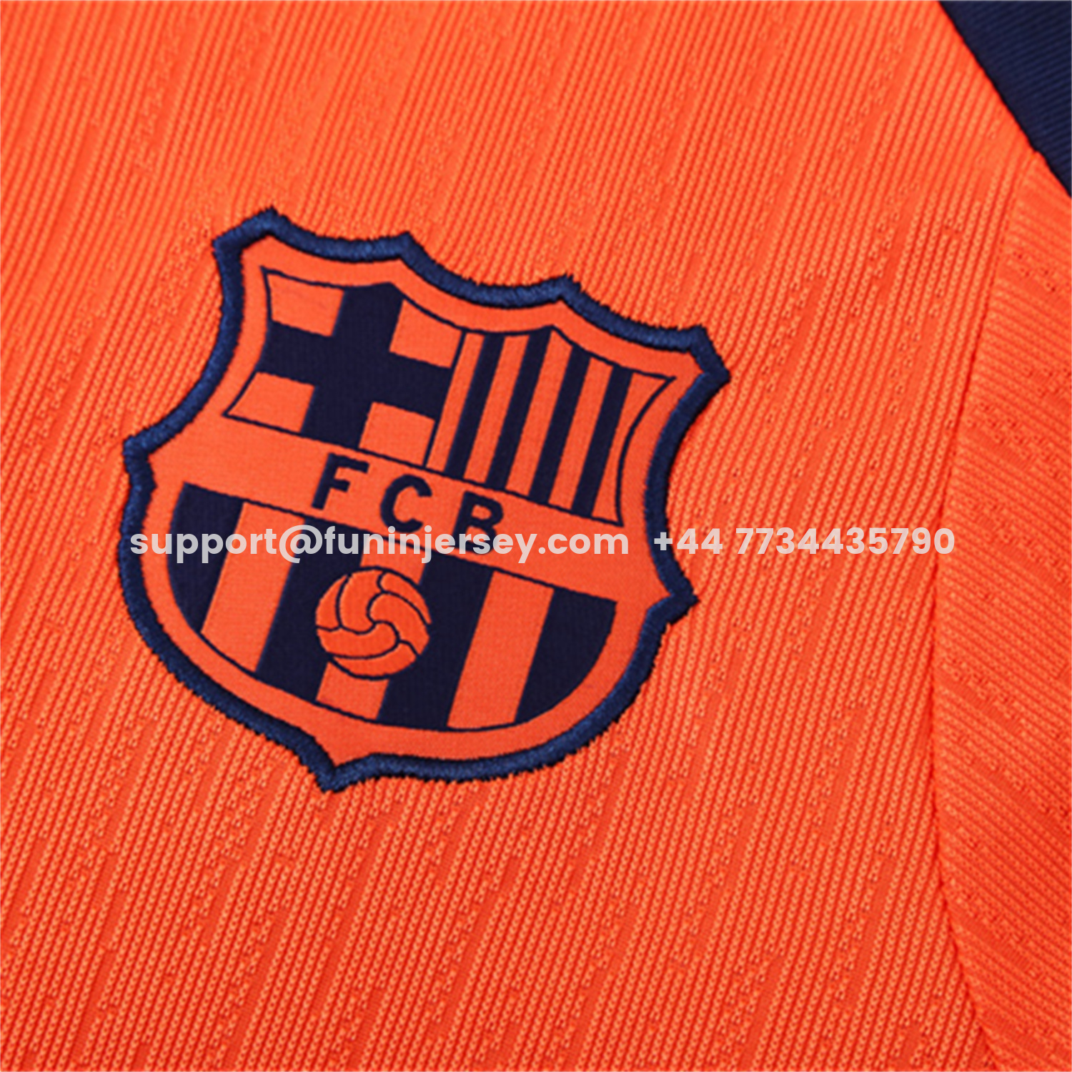 Funinjersey-Barcelona 25-26 Long Sleeve Training Set - Orange Top Royal Blue Sponsor & Royal Blue Pants