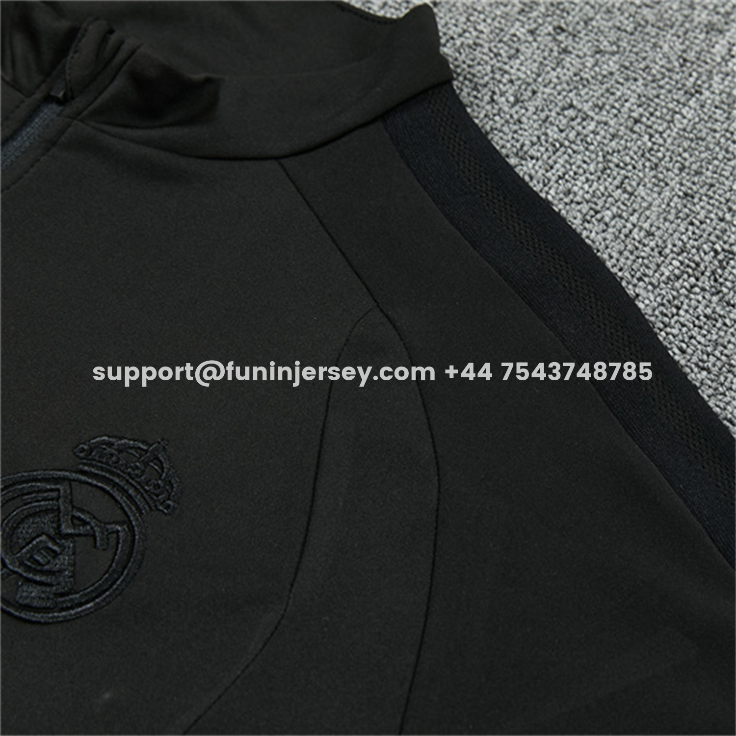 Funinjersey-Real Madrid 26-27 Long Sleeves Training Set - Pure Black Top And Pants