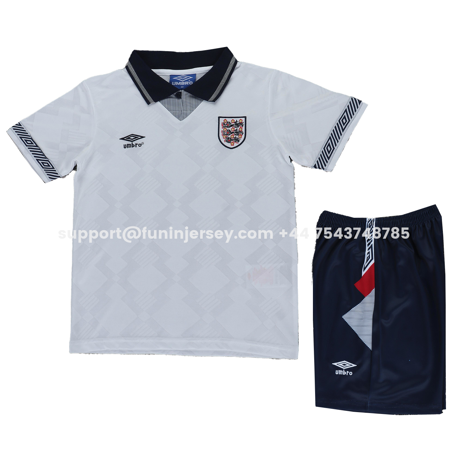 Funinjersey-Retro England 1990 Home Kids Kit