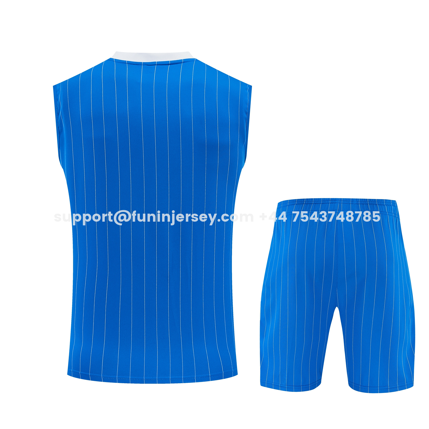 Funinjersey-Real Madrid 25-26 Retro Style Vest Training Set - Blue With White Stripes Top & Pants