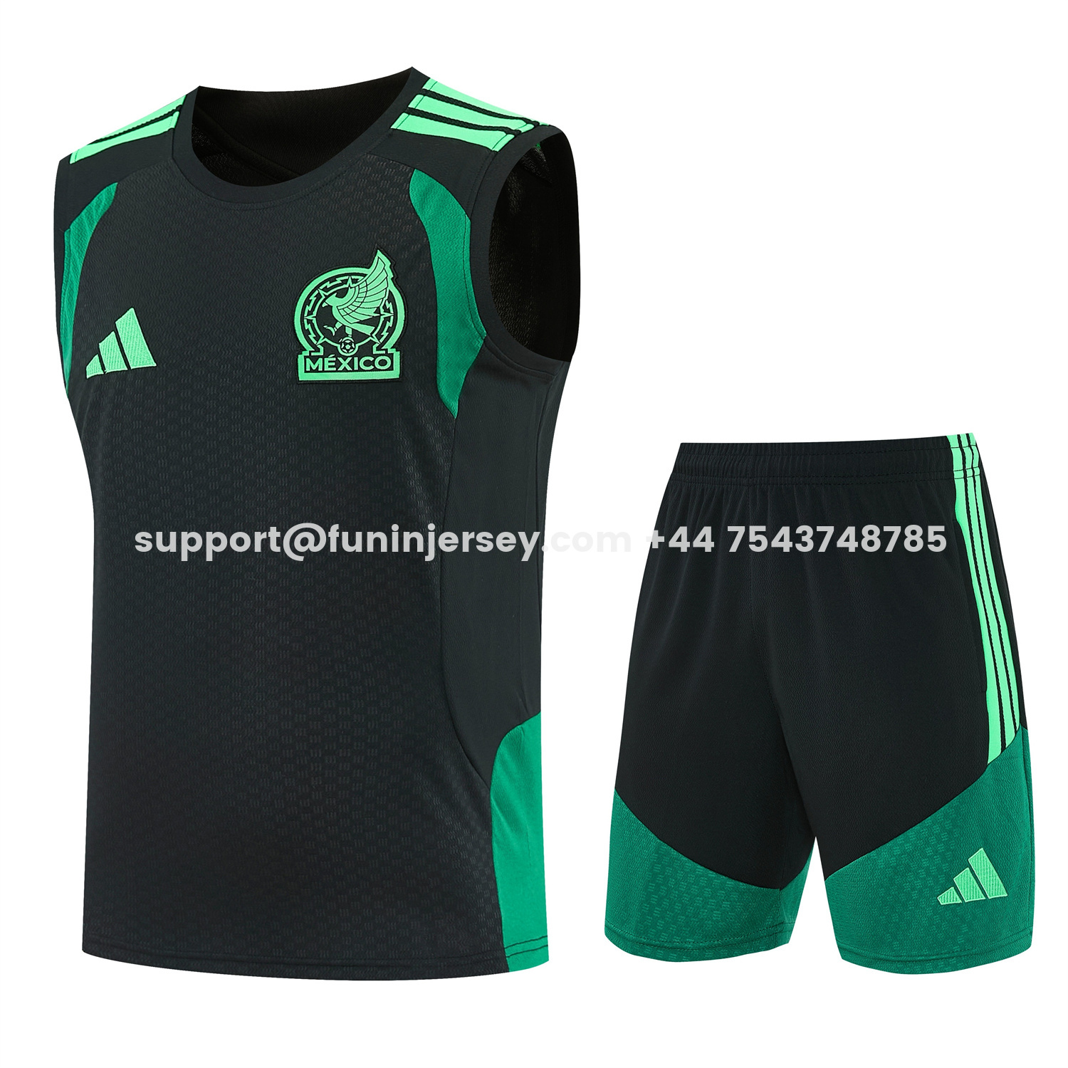 Funinjersey-Mexico 2026 Vest Training Set - Black With Green Vest and Shorts