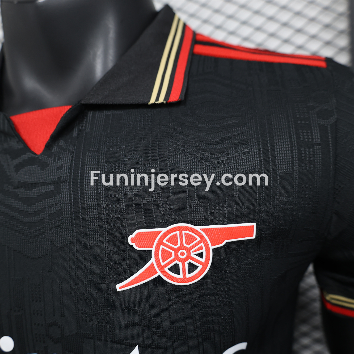 Funinjersey-Arsenal 25-26 Black POLO Throwback Trefoil Jersey - Player Version